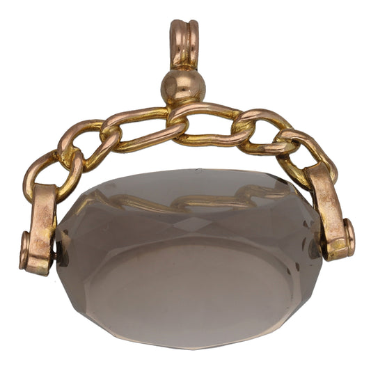 9ct Gold Smoky Quartz Fob Pendant