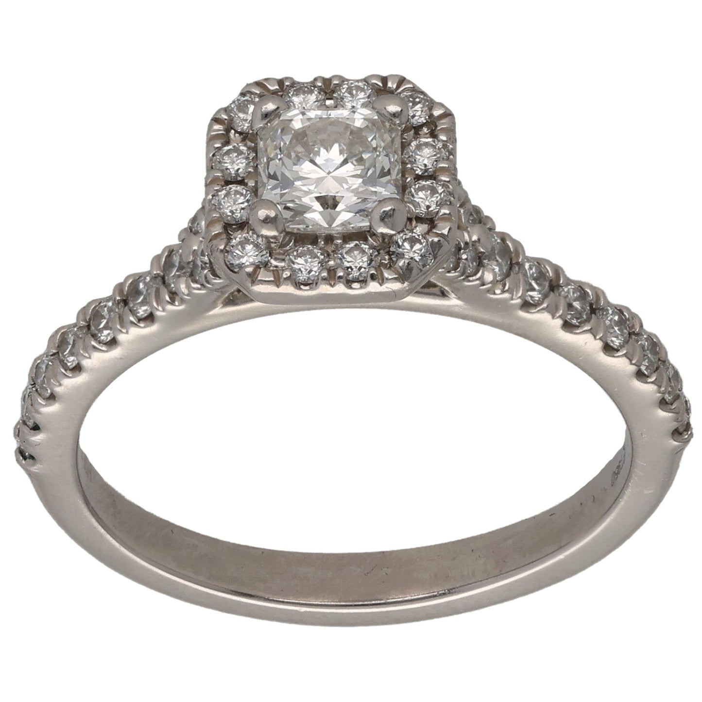 Platinum 1.13ct Diamond Halo Ring Size O