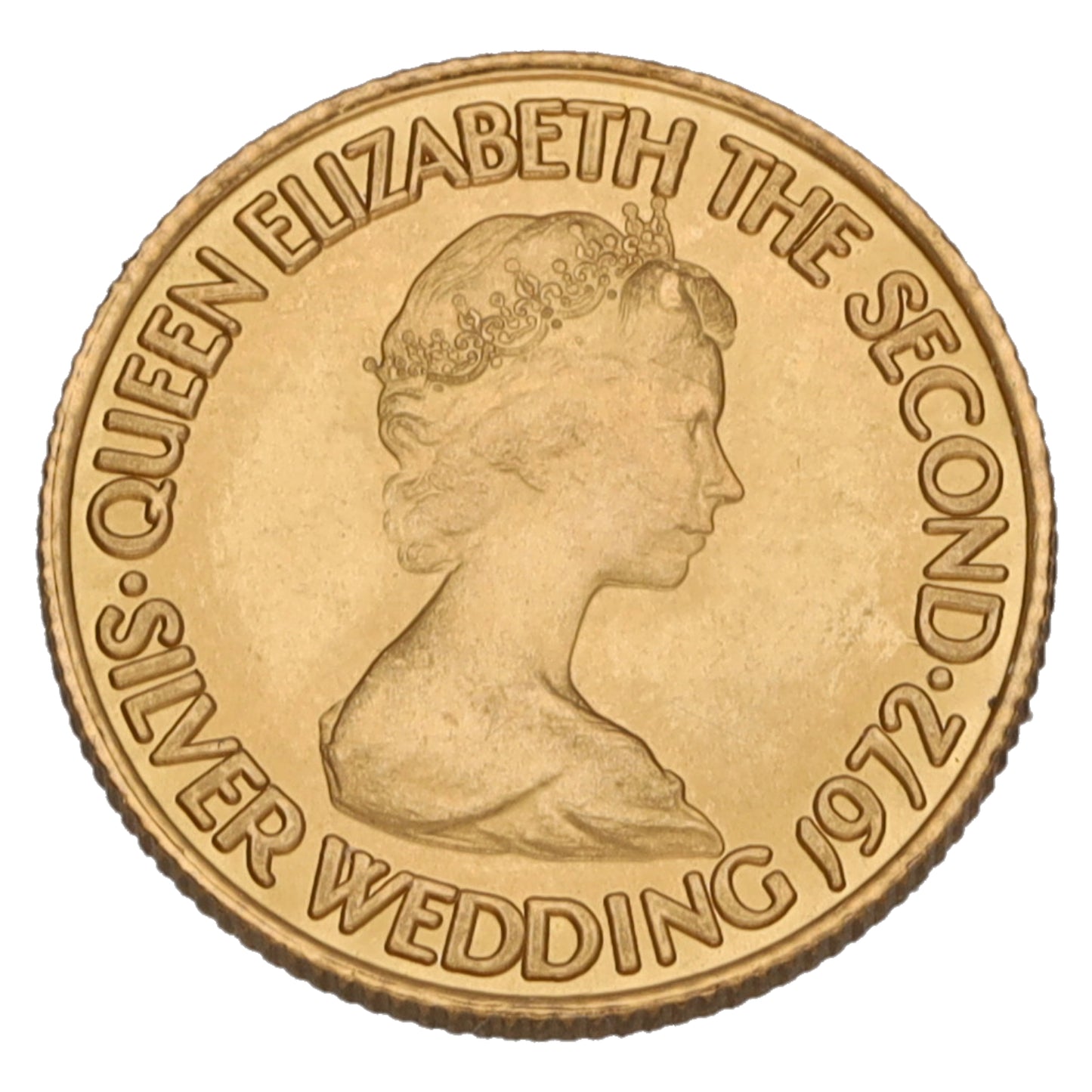 22ct Gold Queen Elizabeth II Silver Wedding Five Pounds Coin 1972