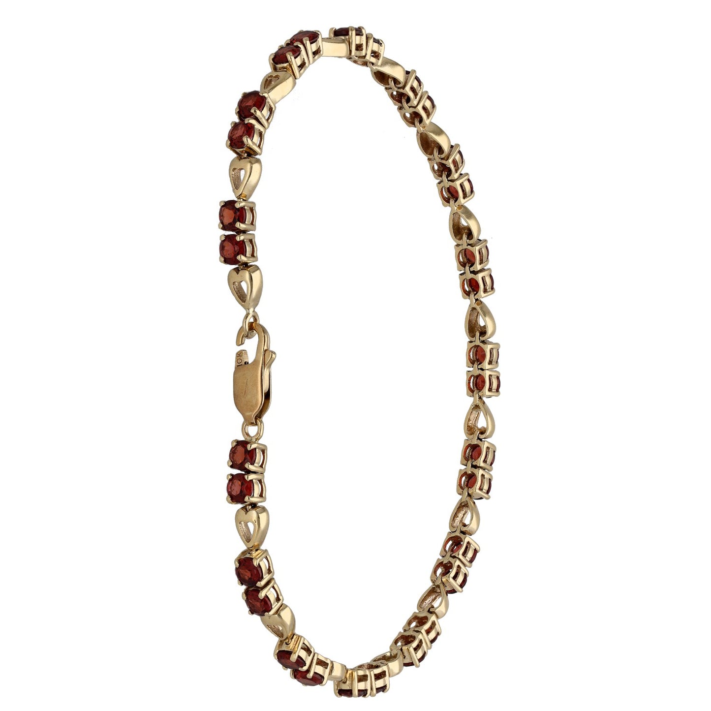 9ct Gold Garnet Fancy Stone Set Bracelet