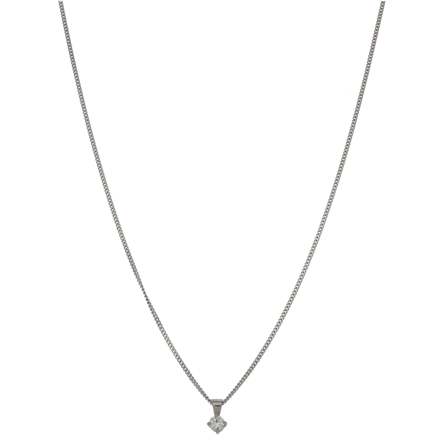 Platinum 0.15ct Diamond Solitaire Pendant With Chain