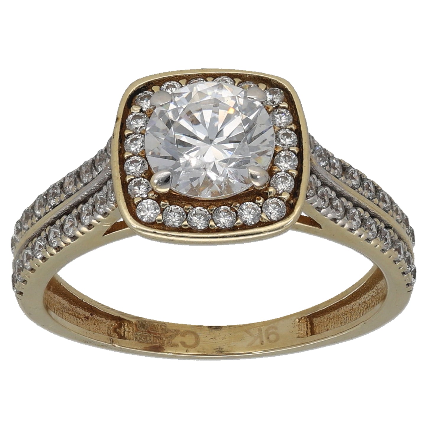 9ct Gold Cubic Zirconia Dress/Cocktail Size K