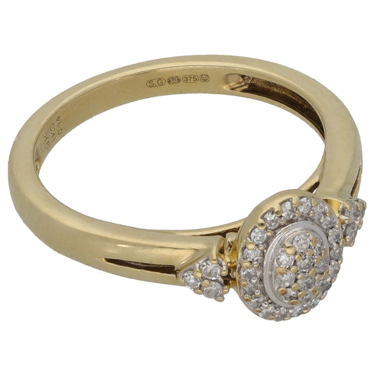 9ct Gold 0.14ct Diamond Cluster Ring Size K