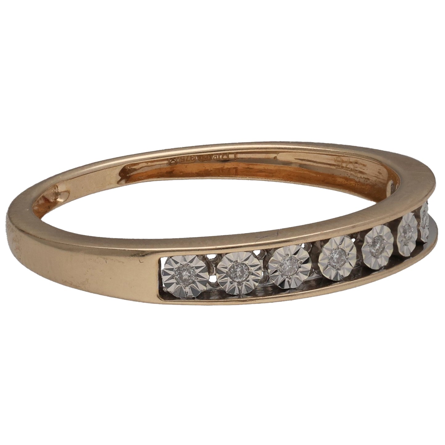 9ct Gold 0.045ct Diamond Half Eternity Ring Size Q