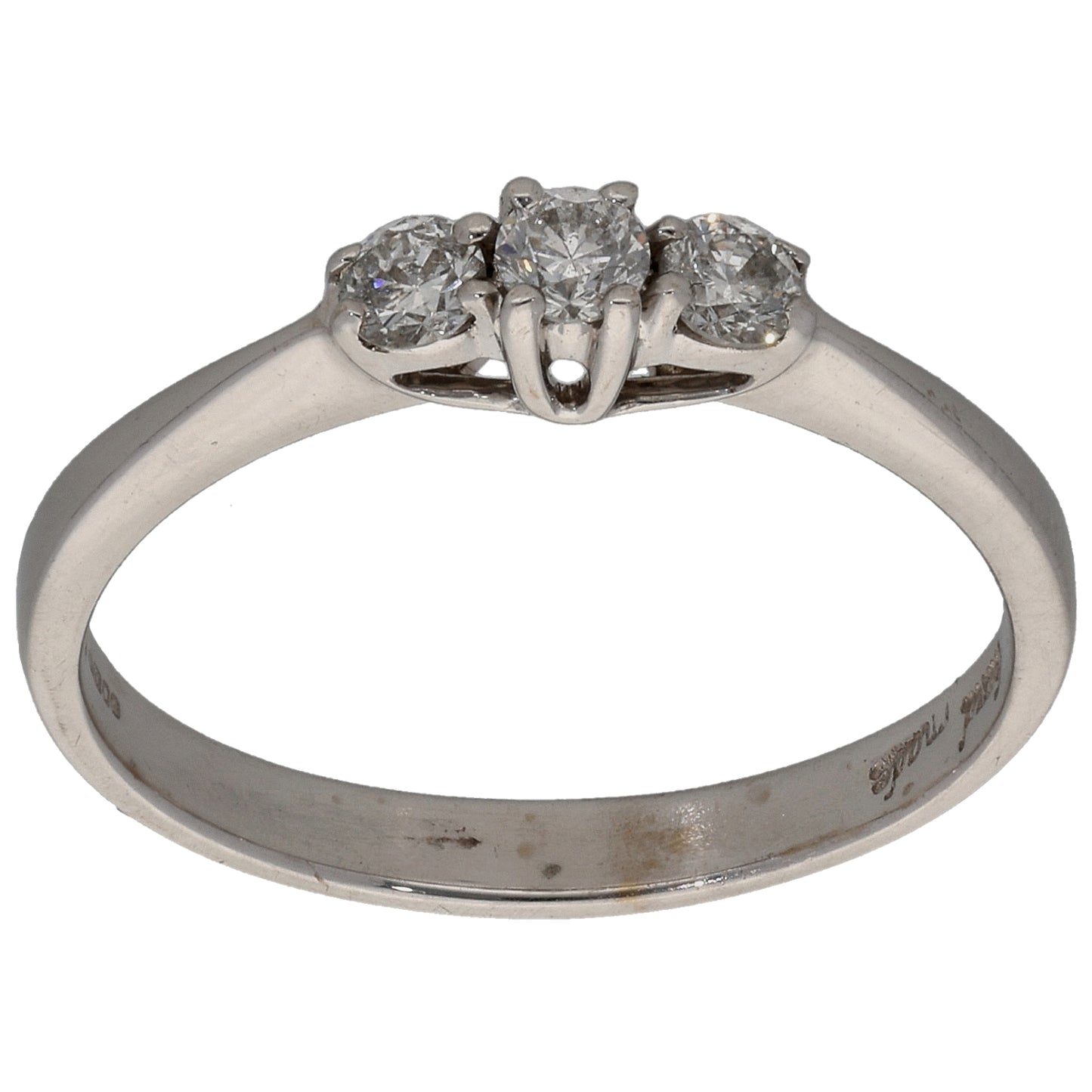 18ct White Gold 0.30ct Diamond Trilogy Ring Size P