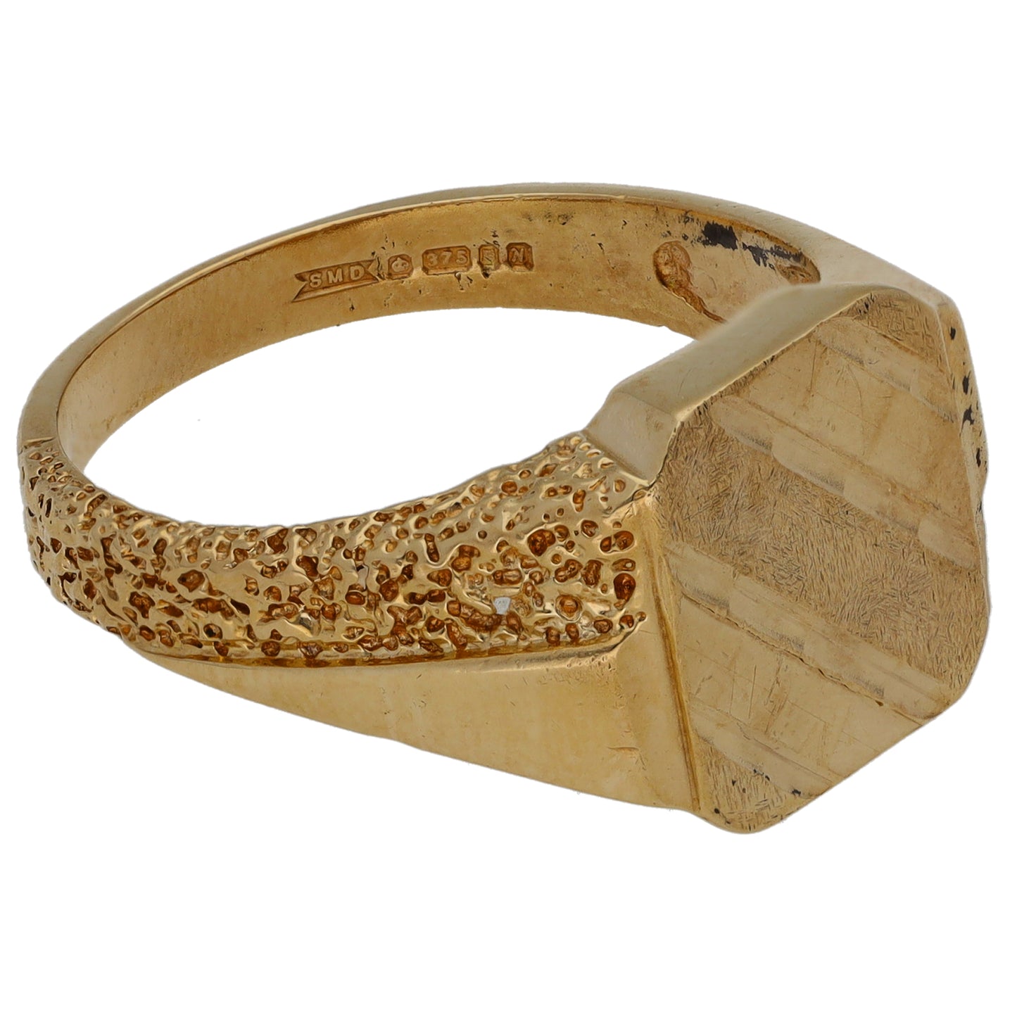 9ct Gold Patterned Signet Ring Size U