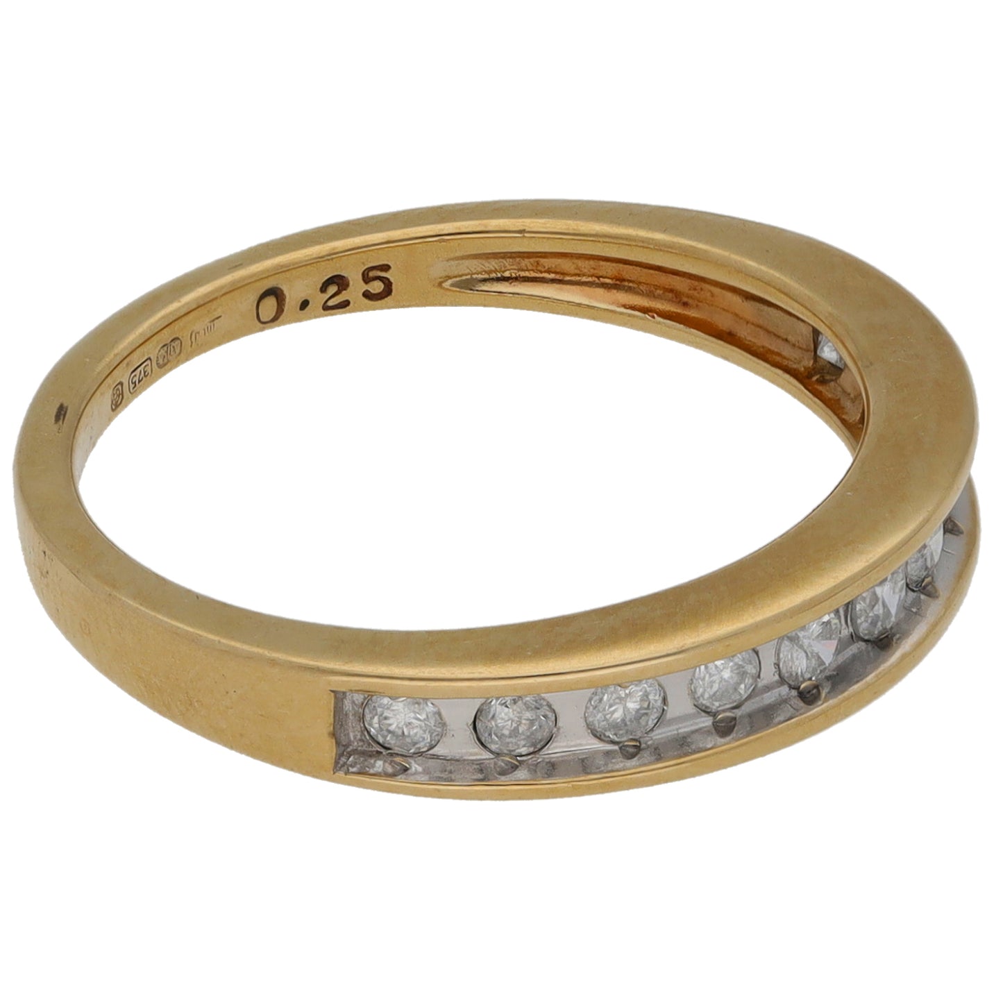 9ct Gold 0.25ct Diamond Half Eternity Ring Size M
