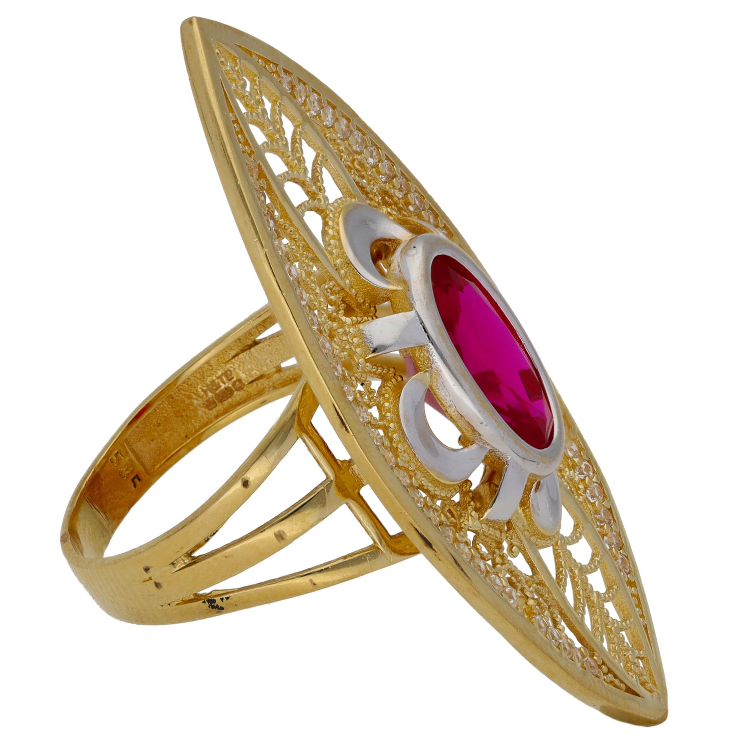 14ct Gold Imitation Gem Dress/Cocktail Ring Size Q