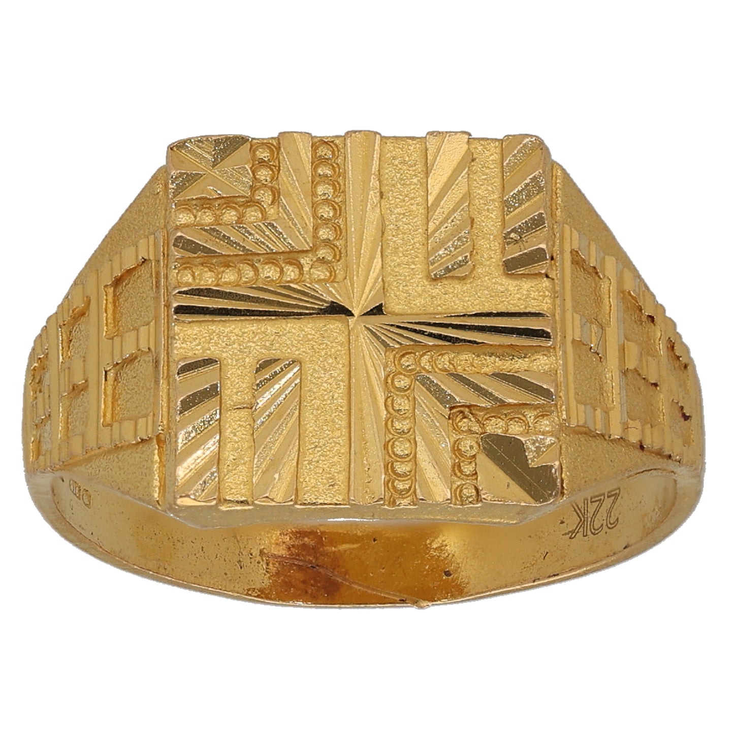 22ct Gold Patterned Signet Ring Size P