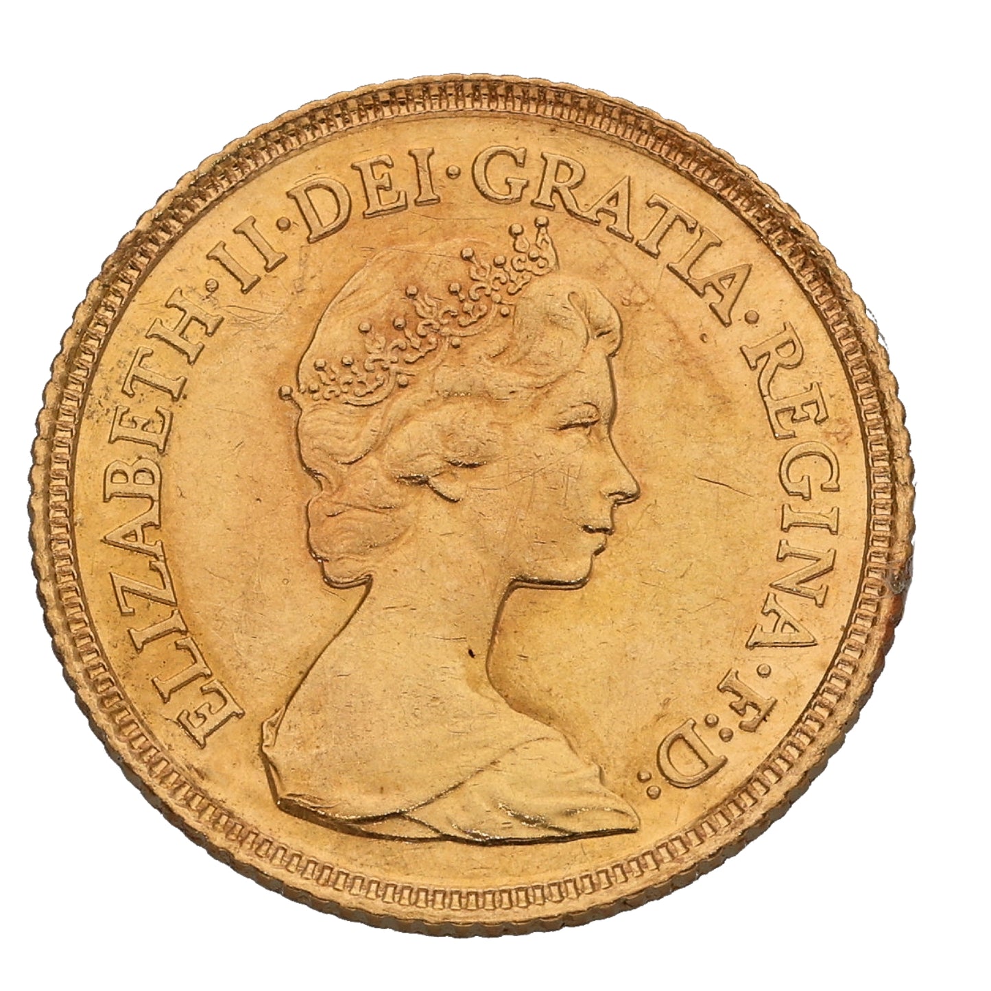 22ct Gold Queen Elizabeth II Half Sovereign Coin 1982
