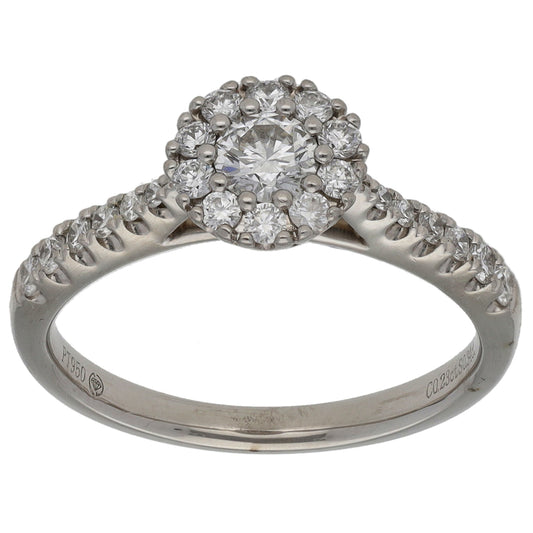 Platinum 0.57ct Diamond Halo Ring Size K