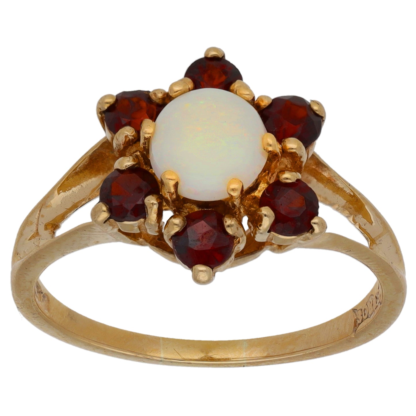 9ct Gold Opal & Garnet Dress/Cocktail Ring Size O