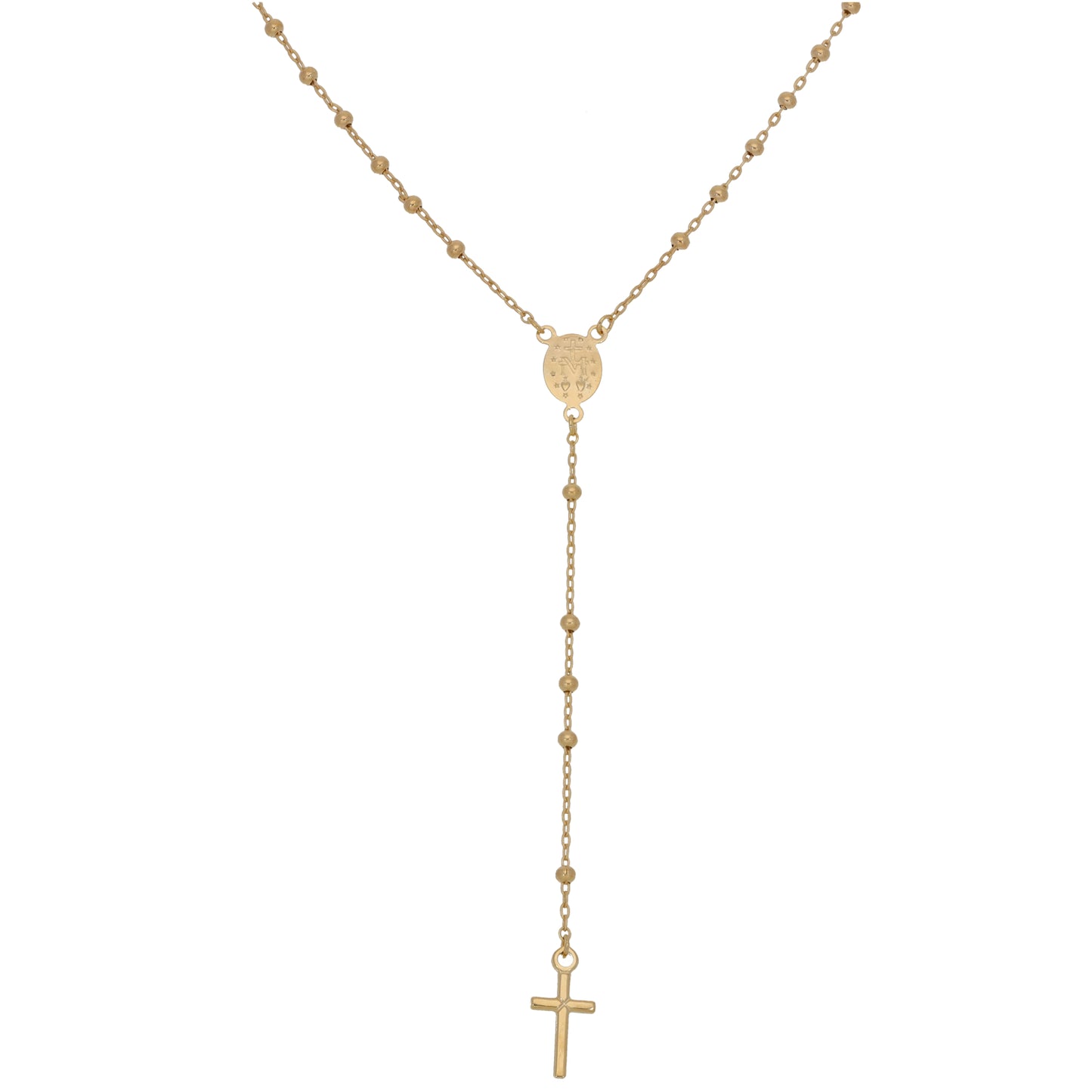 New 9ct Gold Rosary Bead Necklace 18"