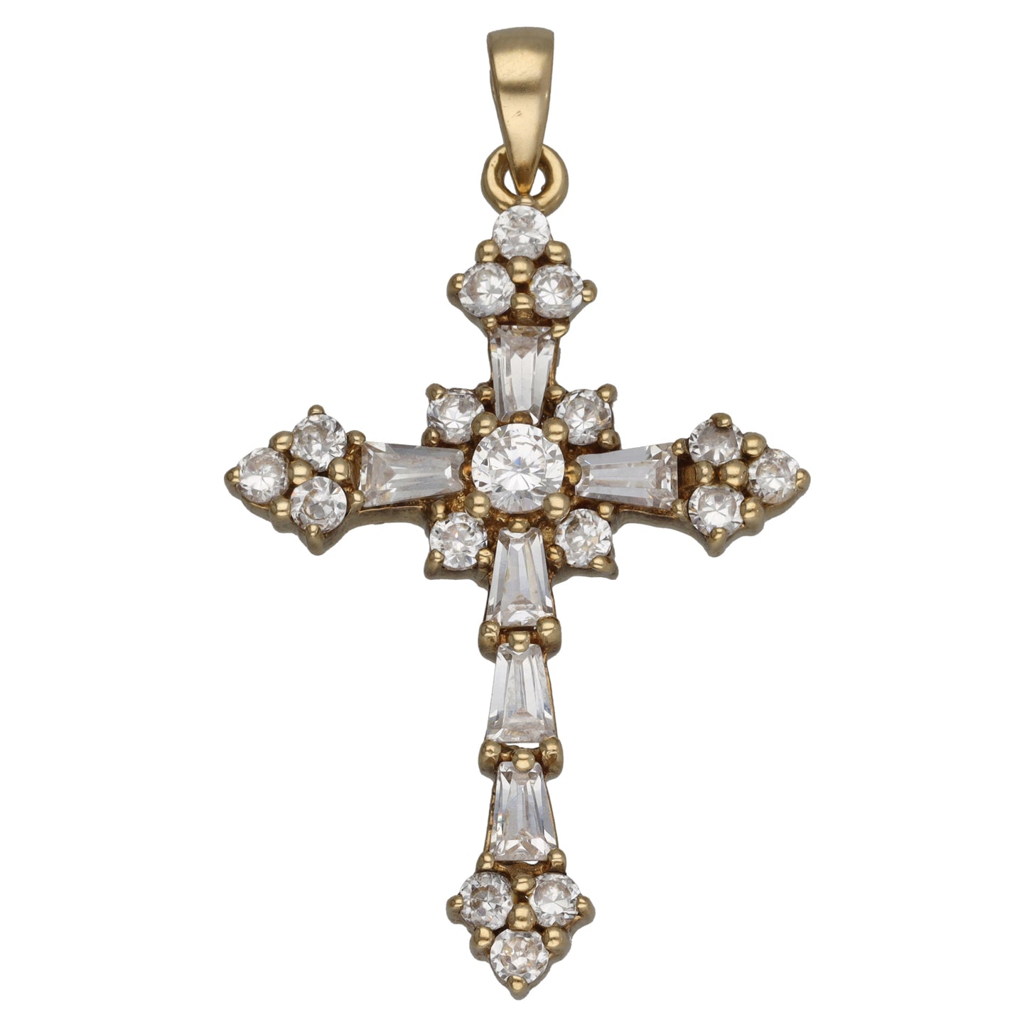 9ct Gold Cubic Zirconia Cross Pendant