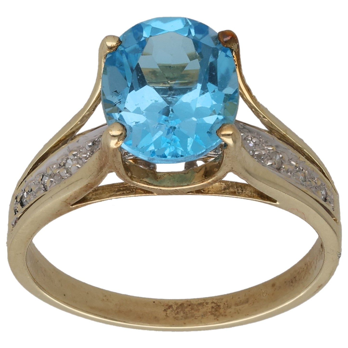 9ct Gold Topaz & 0.05ct Diamond Dress/Cocktail Ring Size N