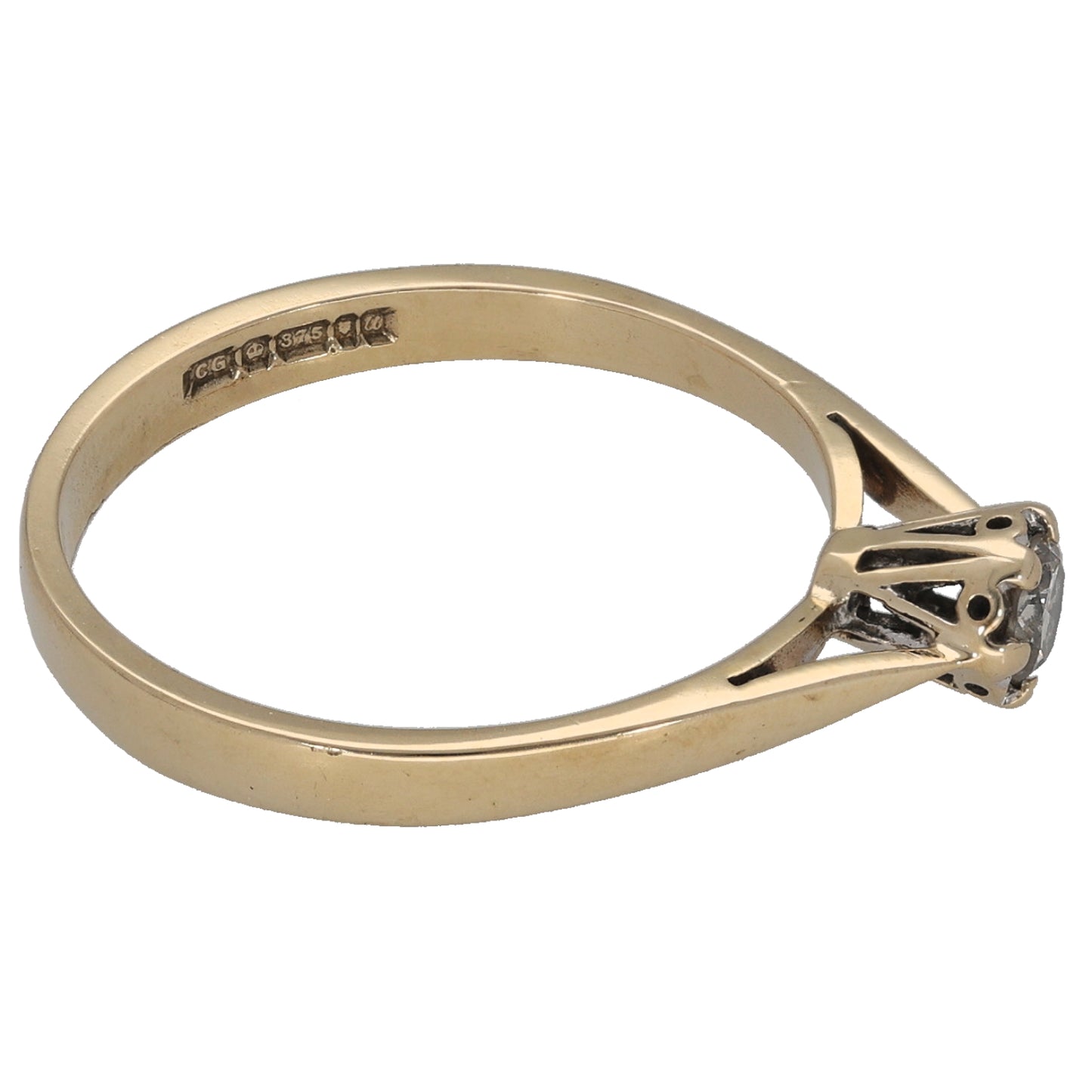 9ct Gold 0.15ct Diamond Solitaire Ring Size O