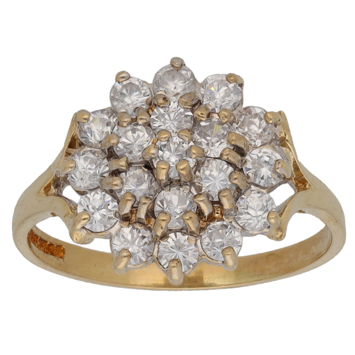 9ct Gold Cubic Zirconia Cluster Ring Size K