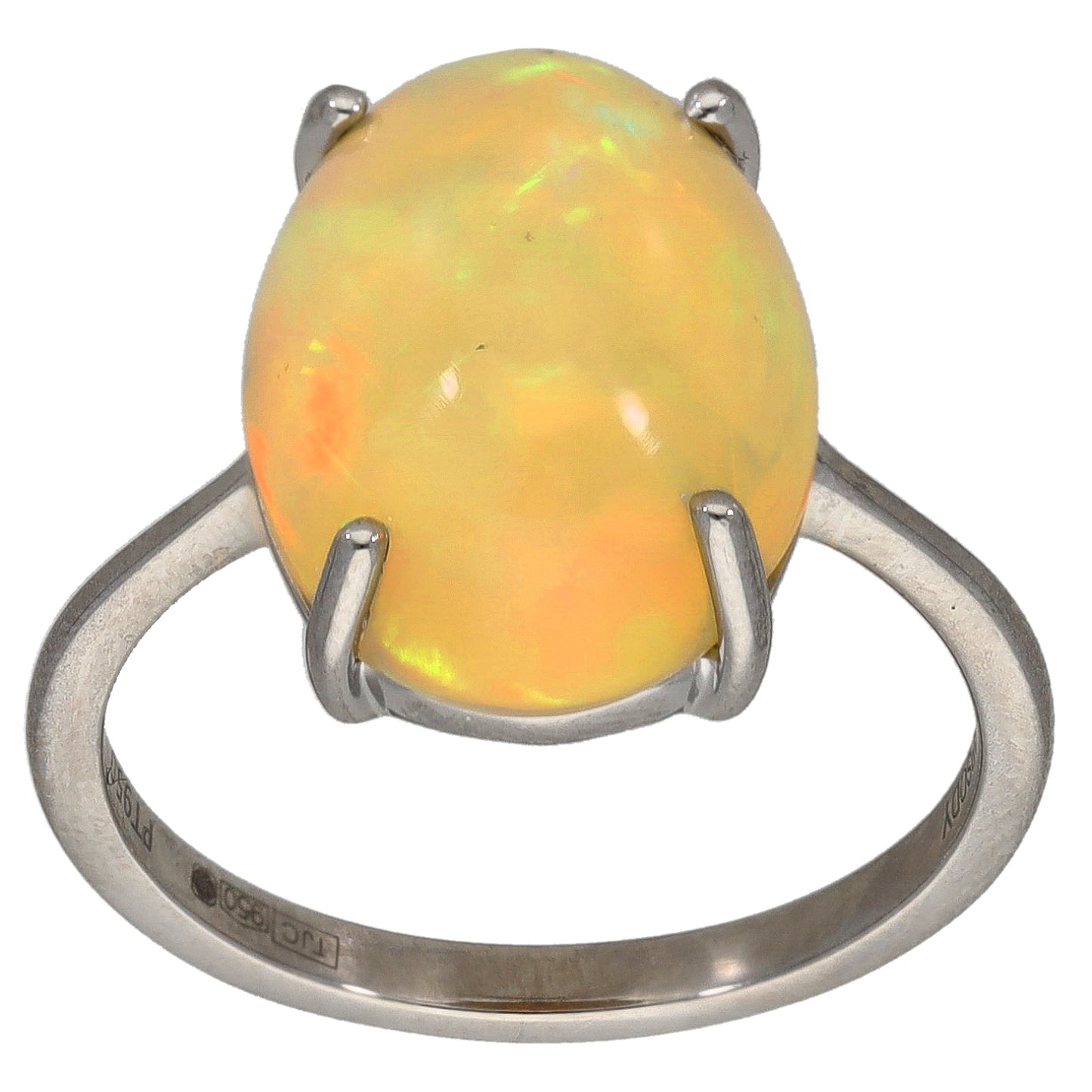 Platinum Opal Single Stone Ring Size Q