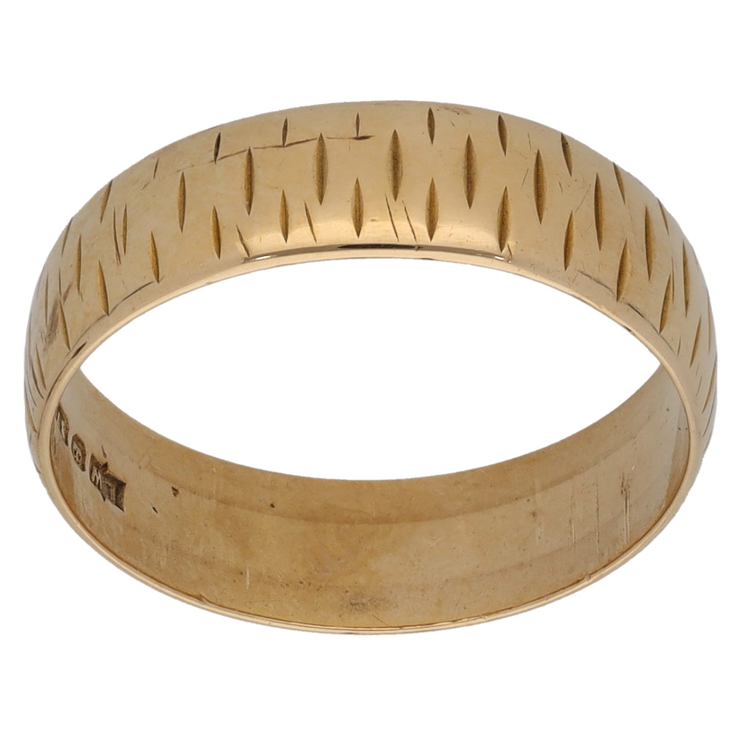 9ct Gold Patterned Wedding Ring Size M