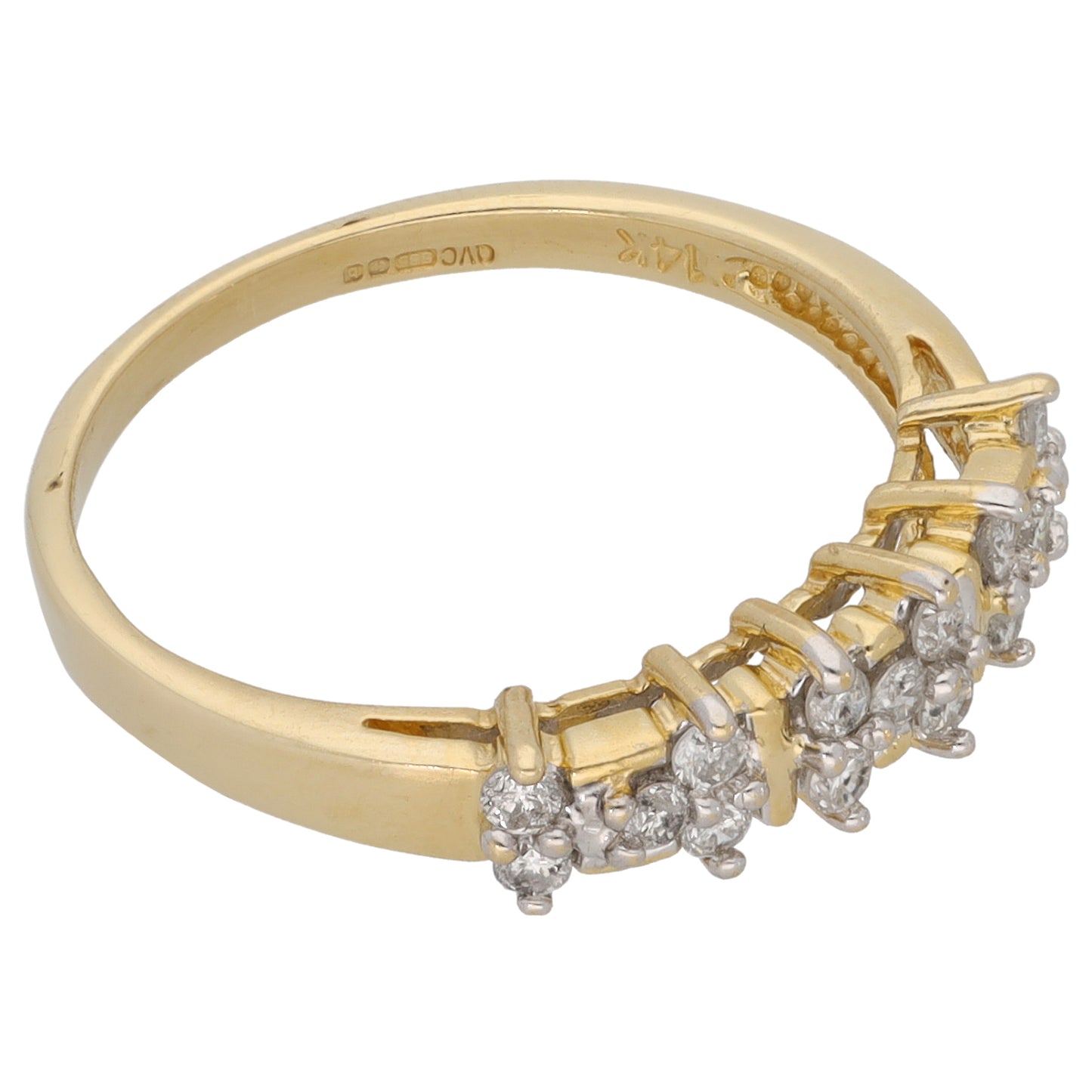 14ct Gold 0.15ct Diamond Half Eternity Ring Size N