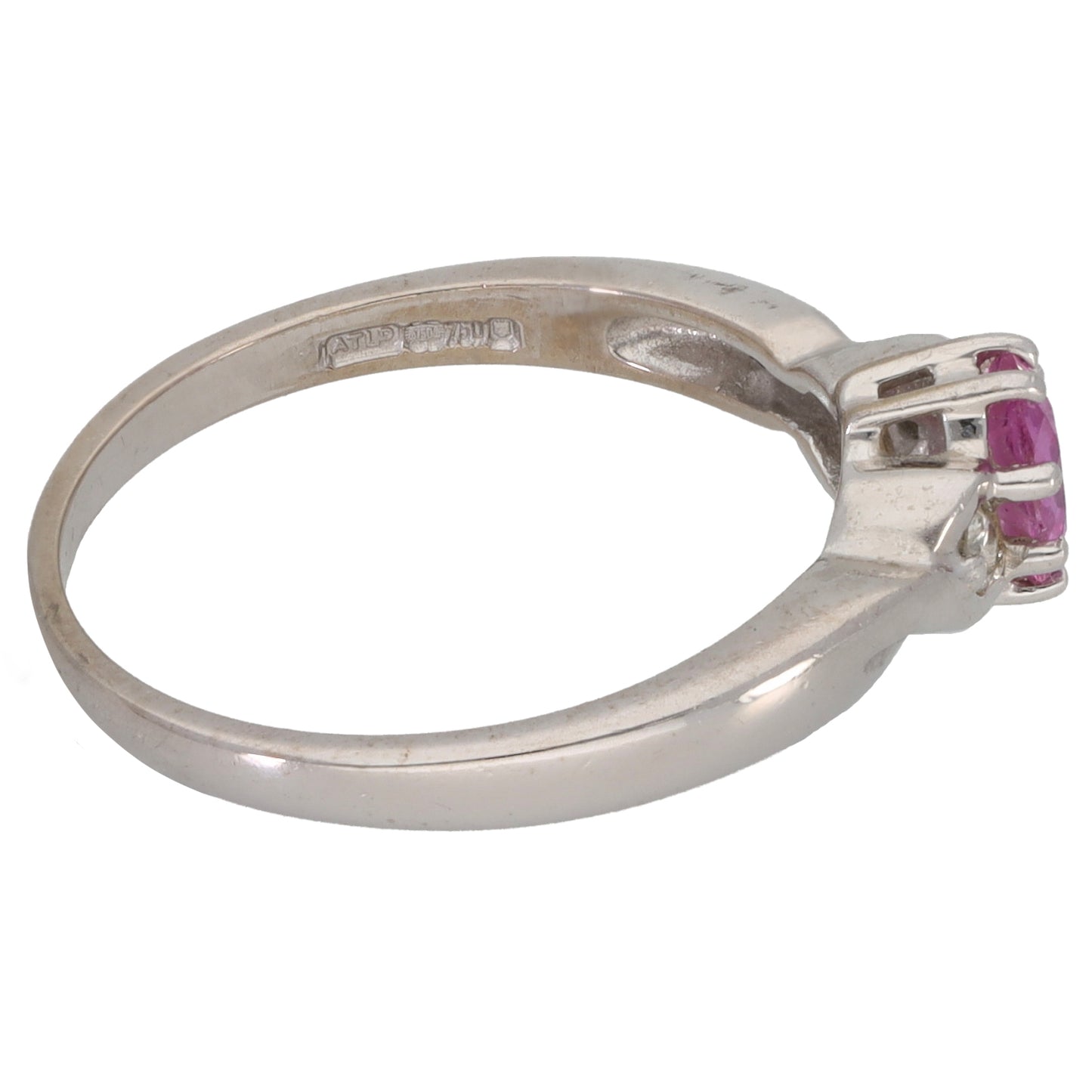 18ct White Gold Sapphire & 0.05ct Diamond Single Stone Ring with Accent Stones Size L