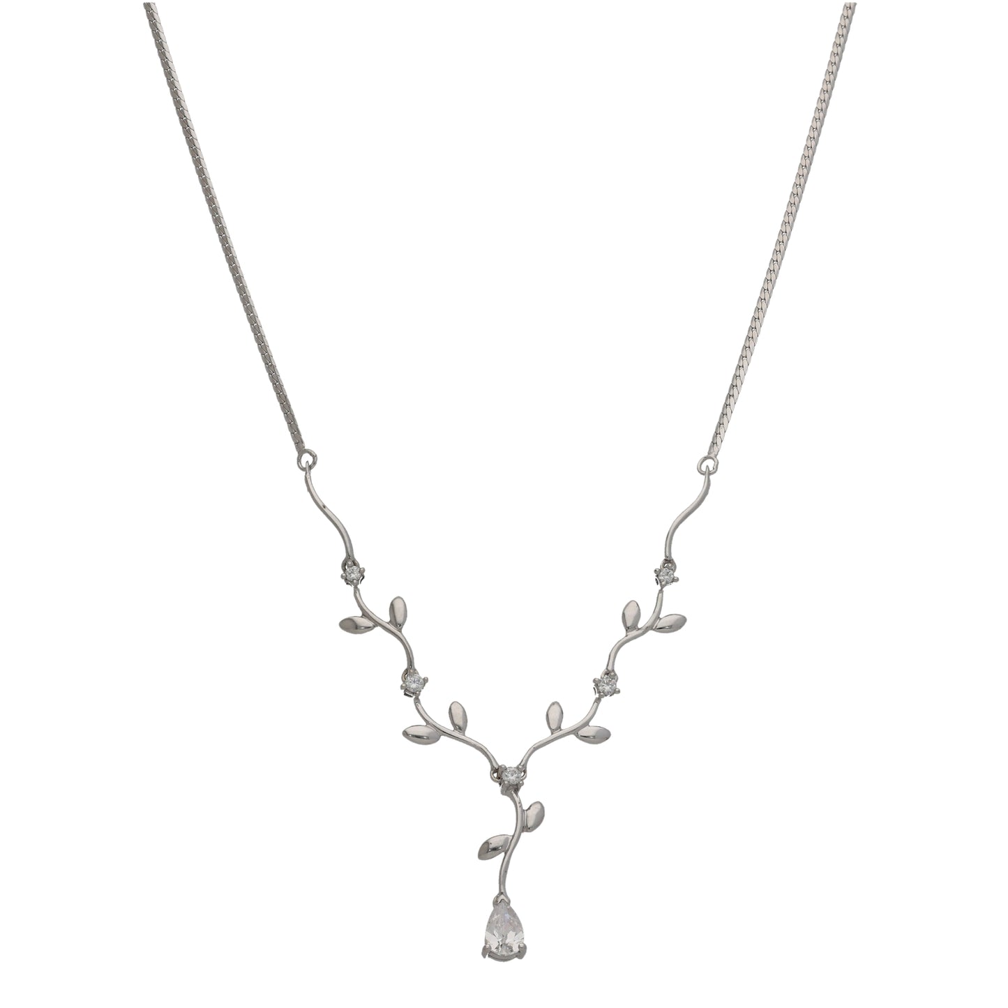 9ct White Gold Cubic Zirconia Fancy Necklace 18"