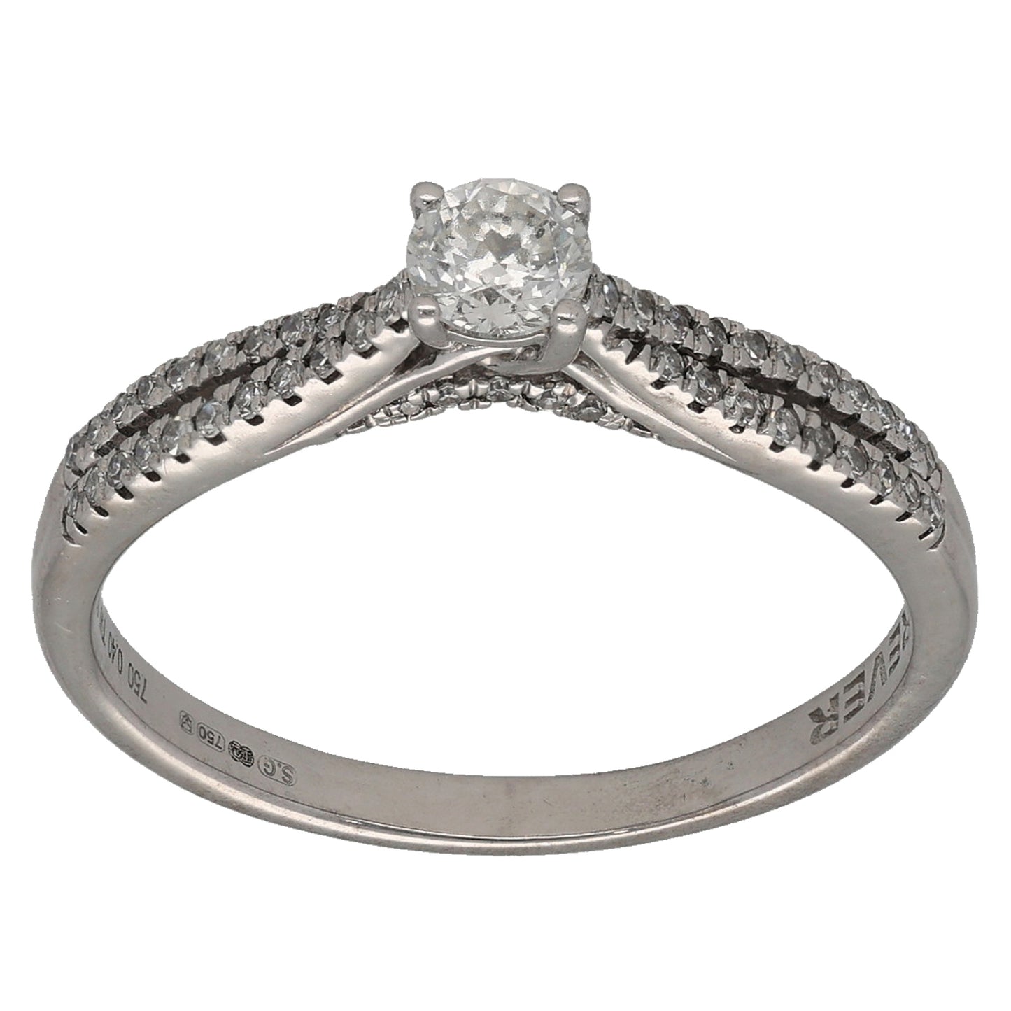 18ct White Gold 0.40ct Diamond Solitaire Ring With Accent Stones Size N