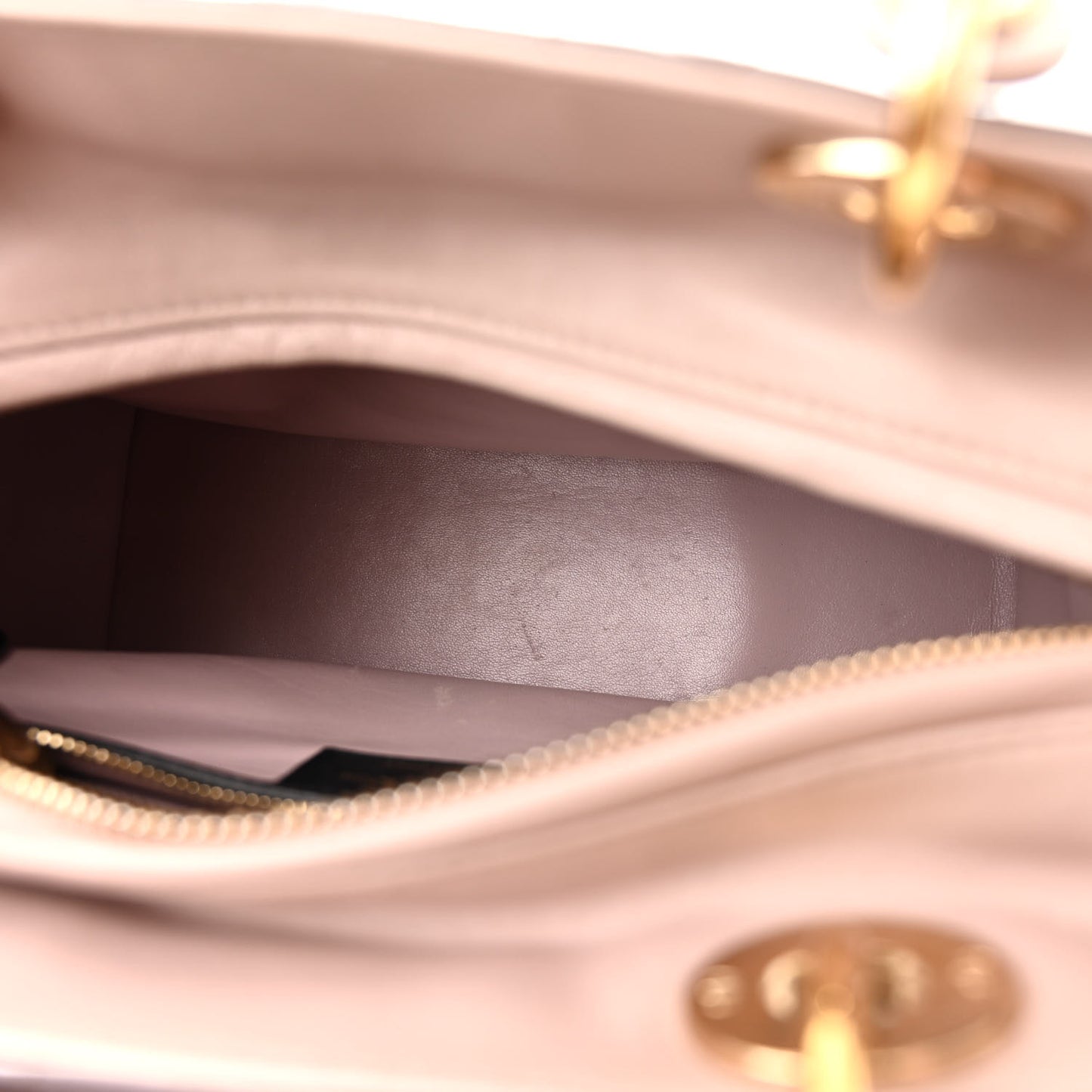 Christian Dior Lady Dior Cannage Lambskin Leather Bag - Taupe