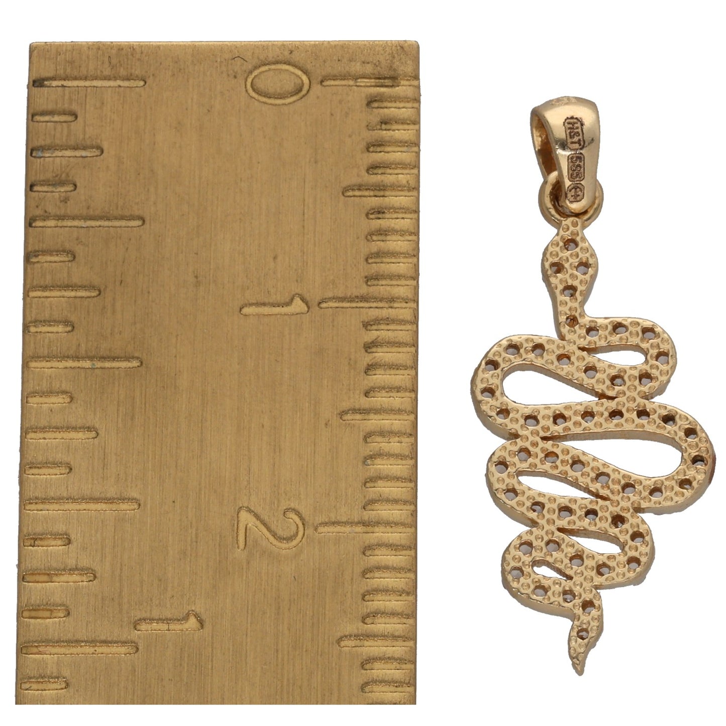 Gold-tone CZ snake pendant, openwork pave design with loop bail