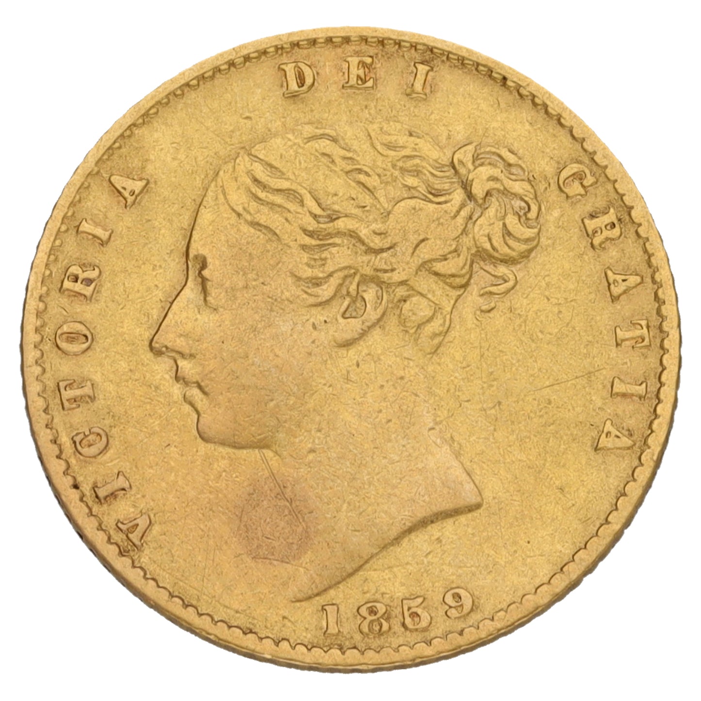 22ct Gold Queen Victoria Half Sovereign Coin 1859