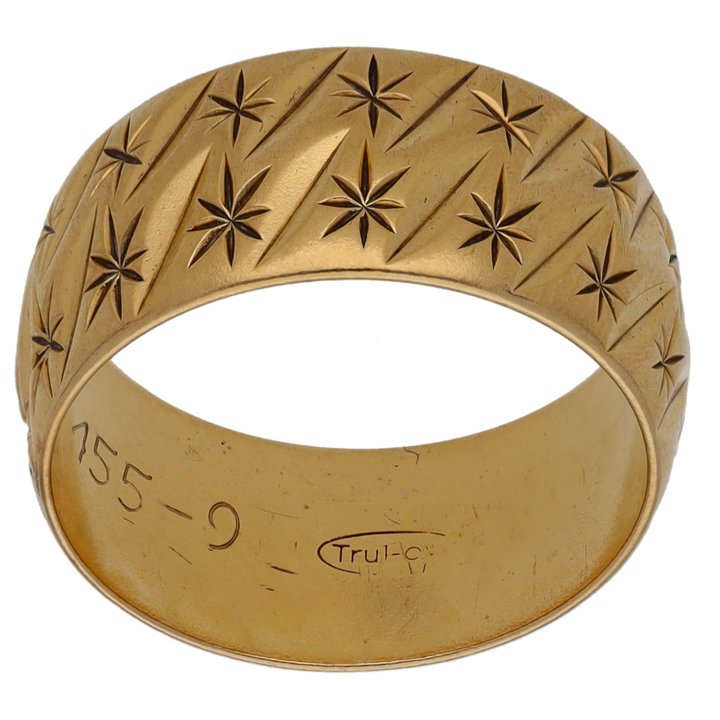 9ct Gold Patterned Wedding Ring Size M