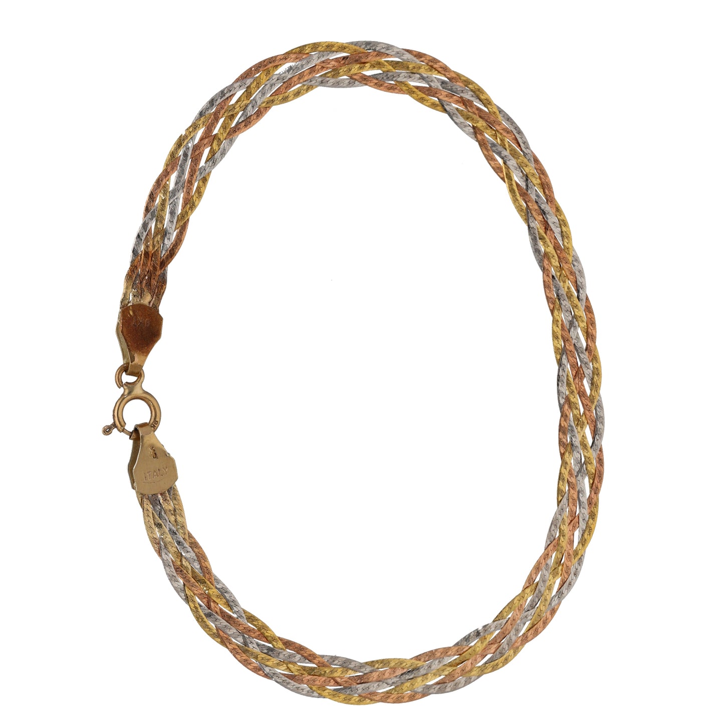 9ct Tricolour Gold Necklace & Bracelet Jewellery Set