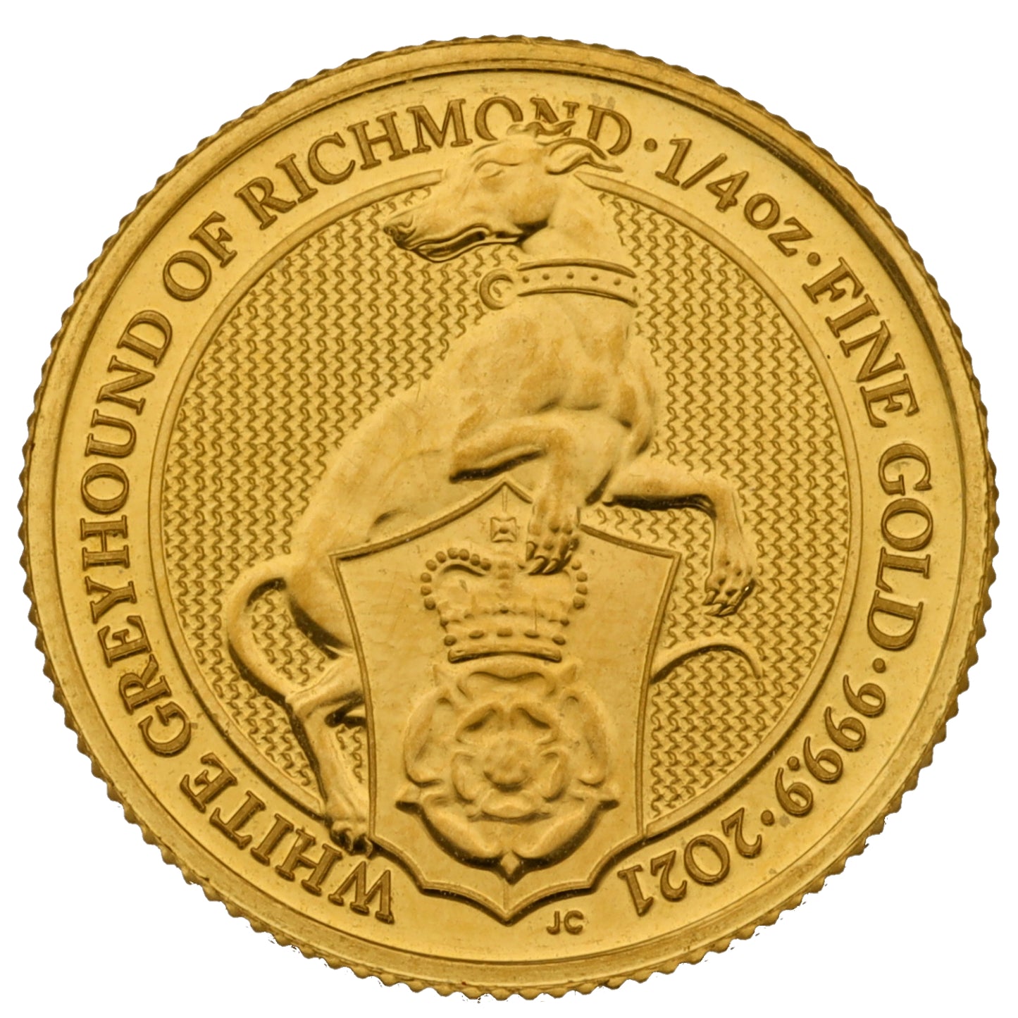 24ct Gold White Greyhound Of Richmond 1/4 OZ Coin 2021