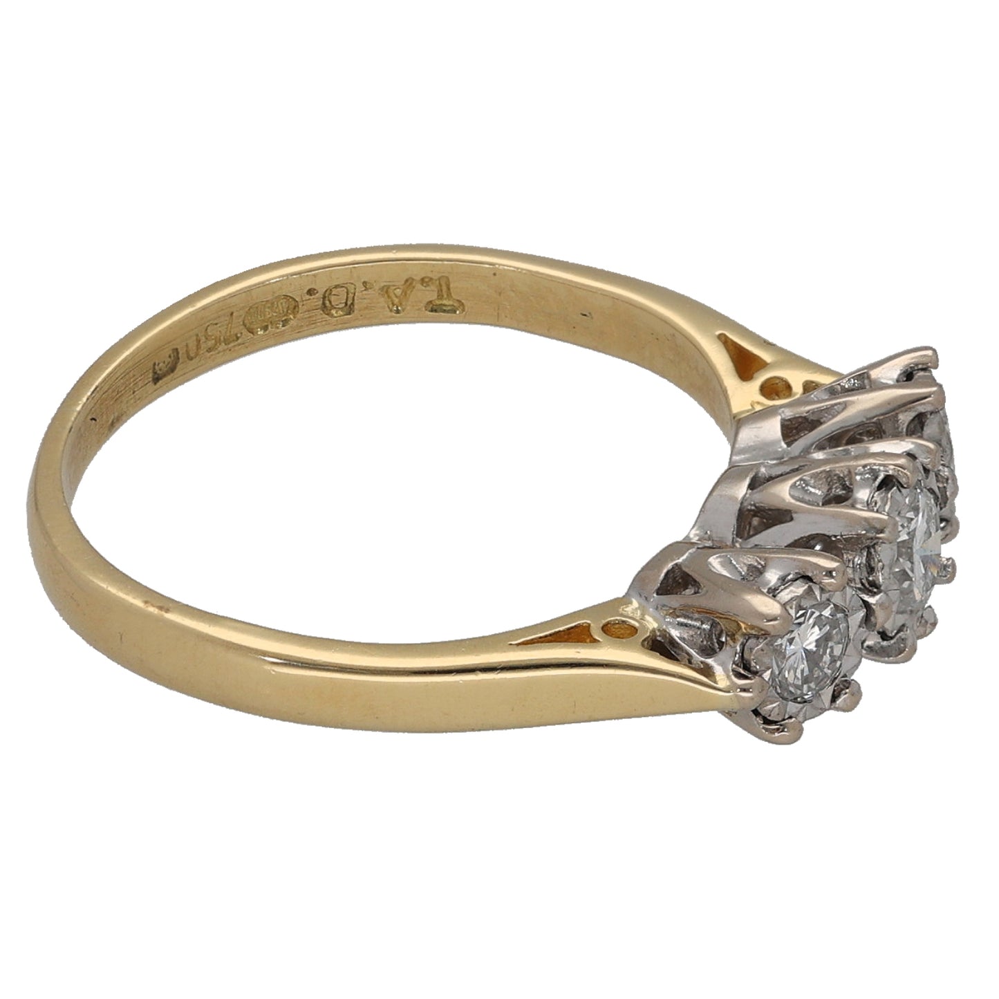 18ct Gold 0.50ct Diamond Trilogy Ring Size K