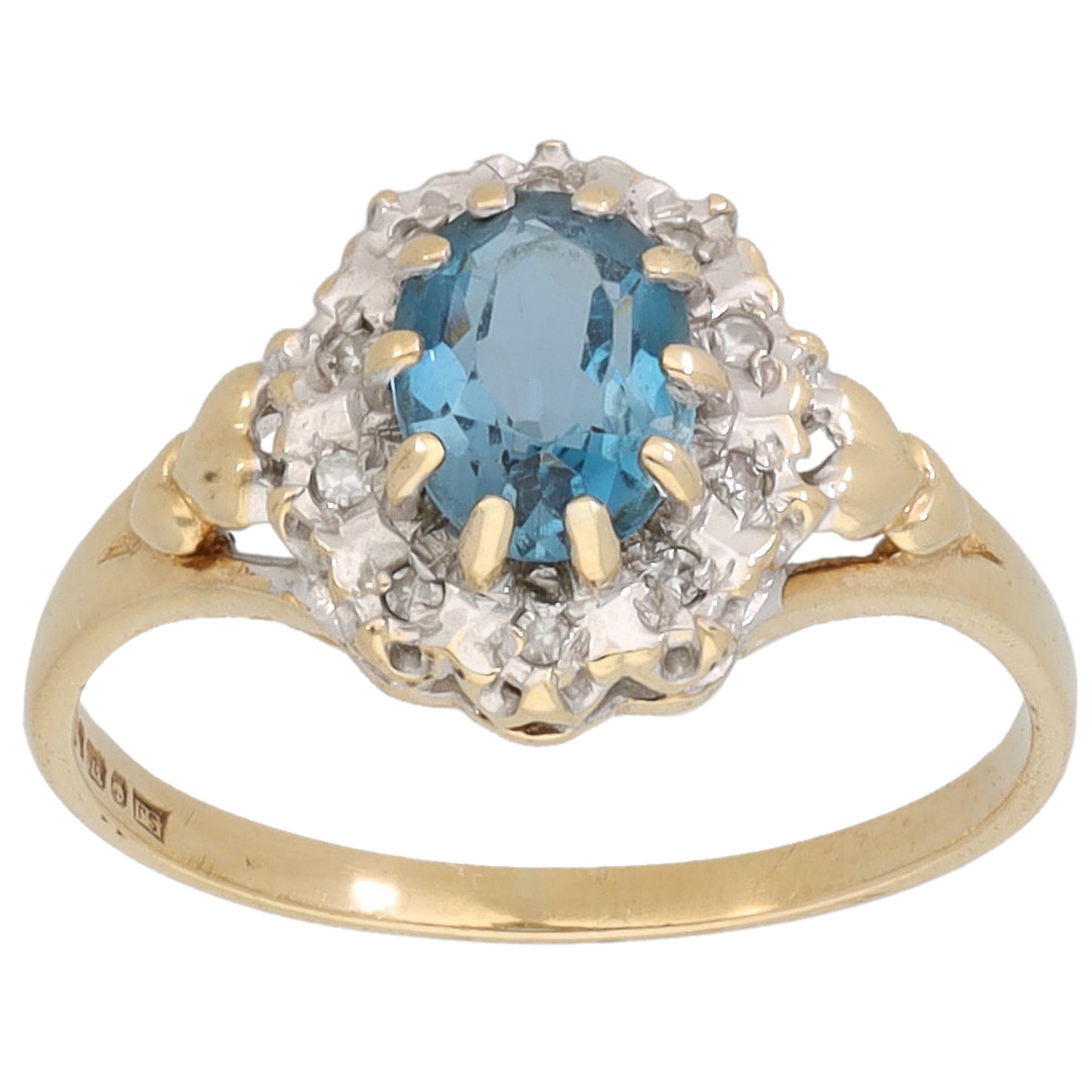 9ct Gold Topaz & 0.05ct Diamond Dress/Cocktail Ring Size L