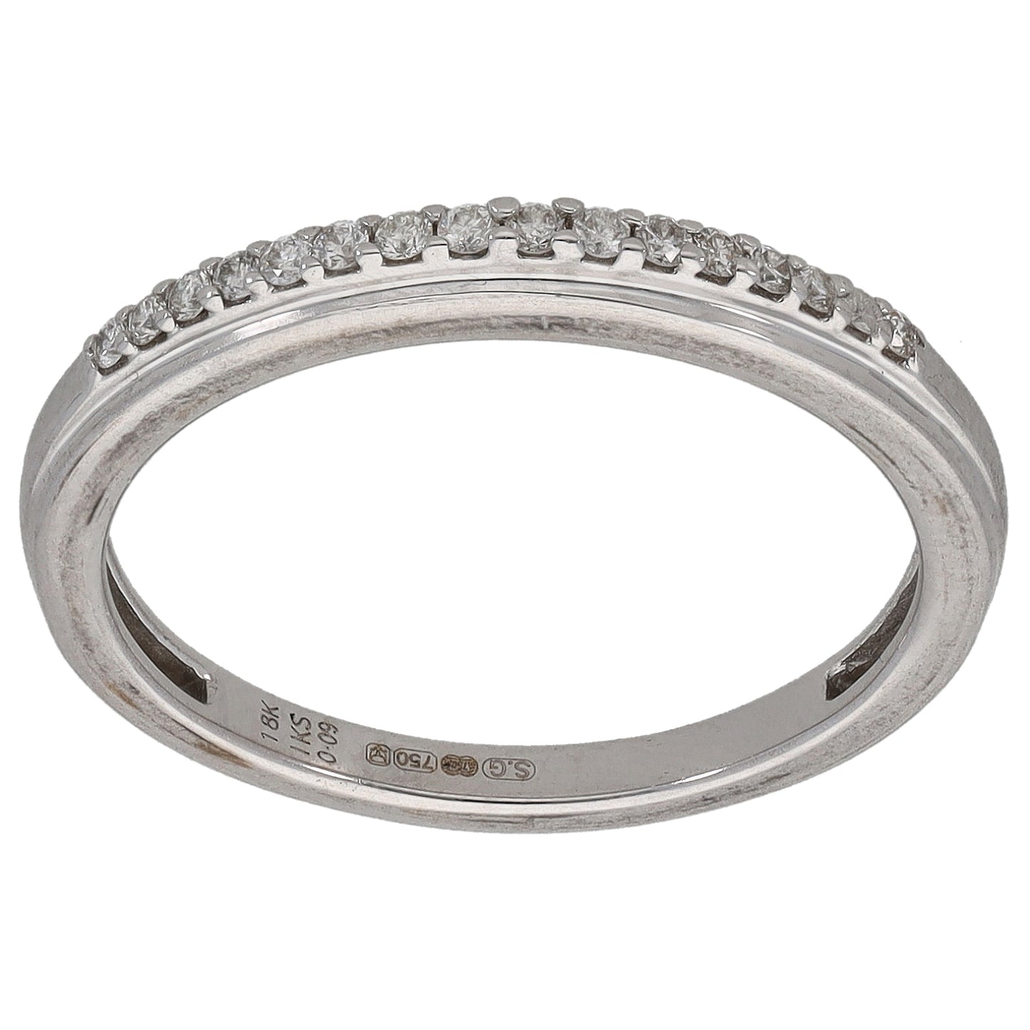 18ct White Gold 0.09ct Diamond Half Eternity Ring Size K
