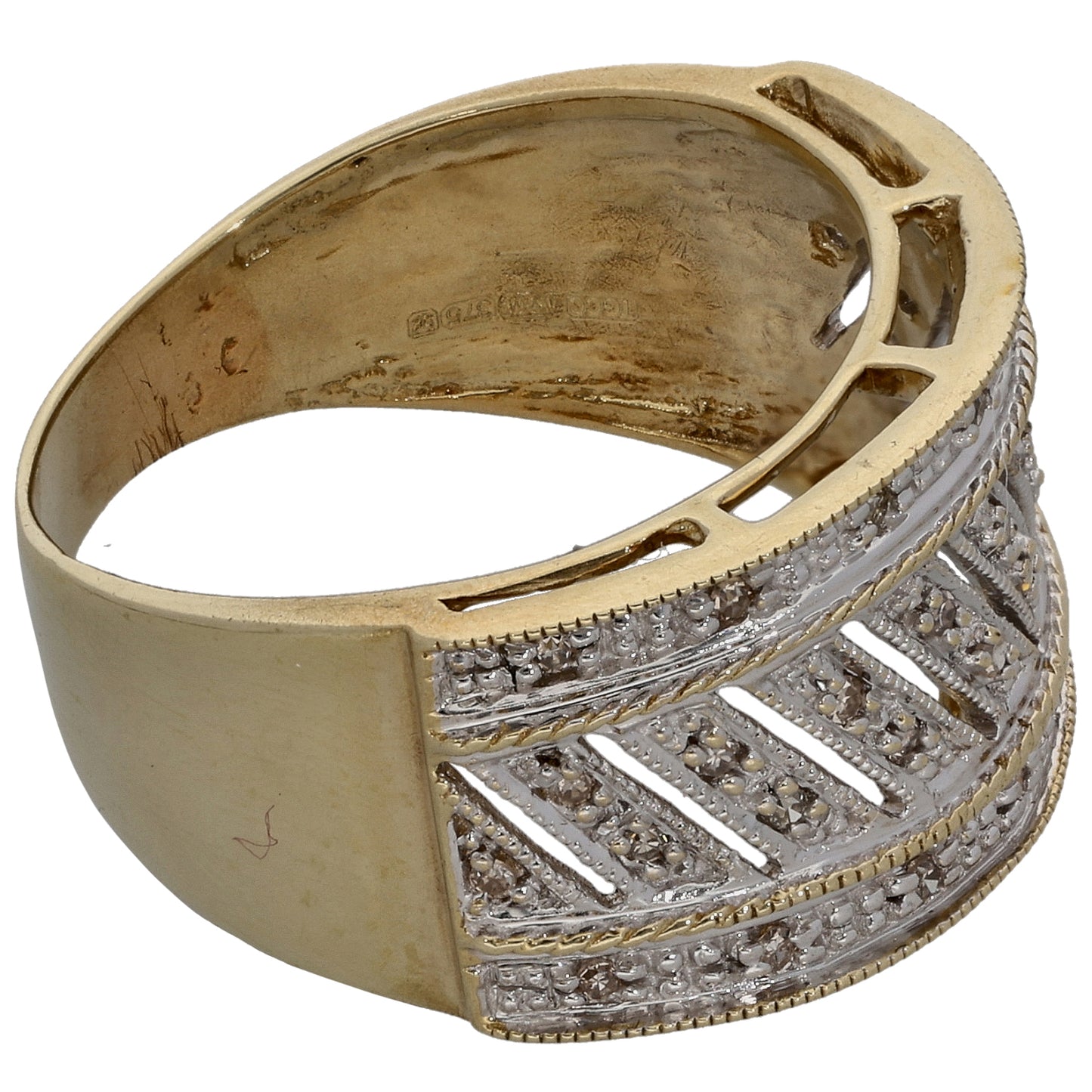 9ct Gold 0.16ct Diamond Dress/Cocktail Ring Size M