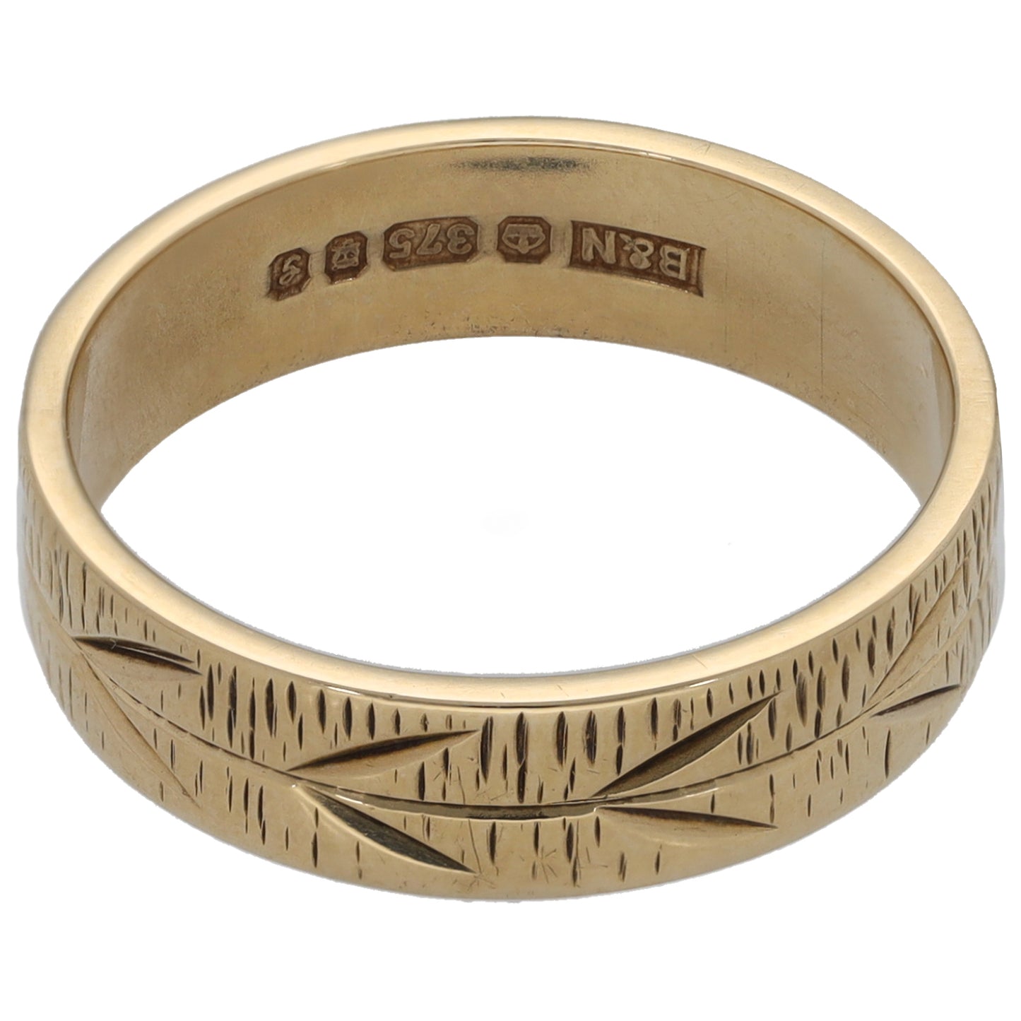 9ct Gold Patterned Wedding Ring Size N