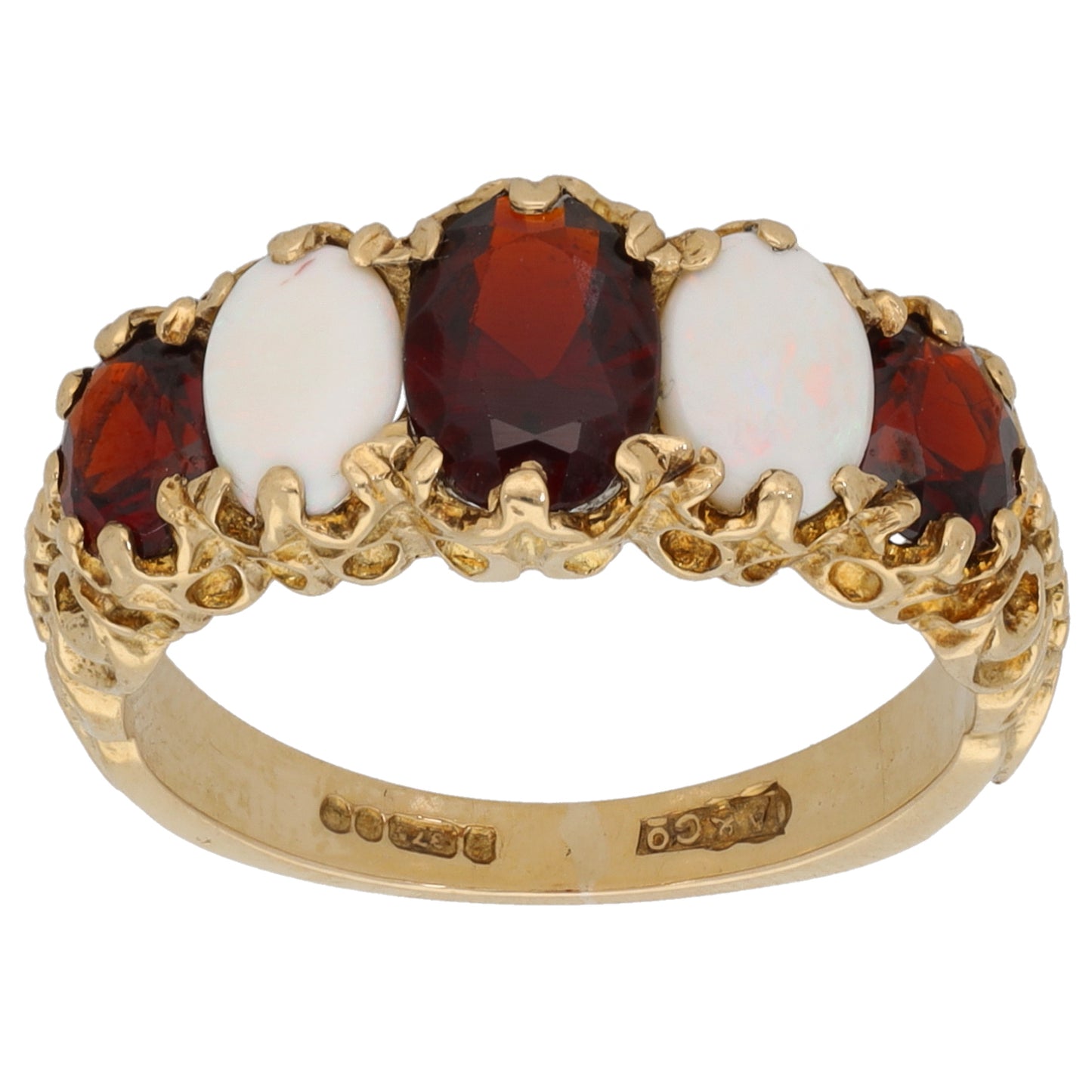 9ct Gold Opal & Garnet Dress/Cocktail Ring Size L