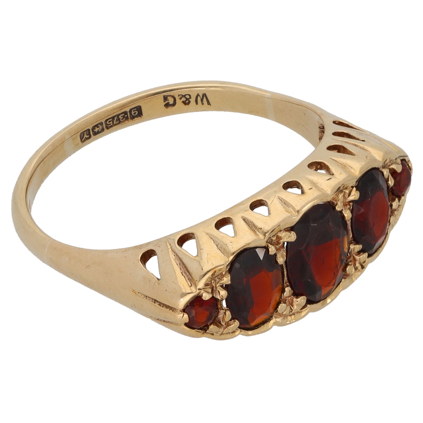 9ct Gold Garnet Dress/Cocktail Ring Size S