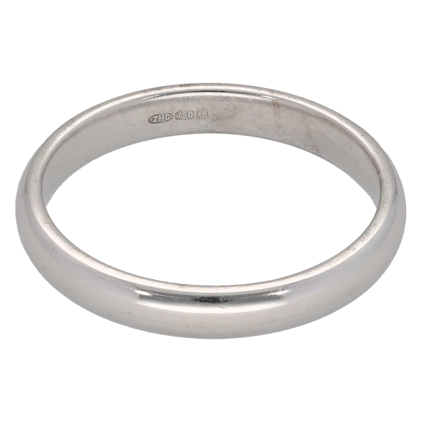 18ct White Gold Plain Wedding Ring Size M