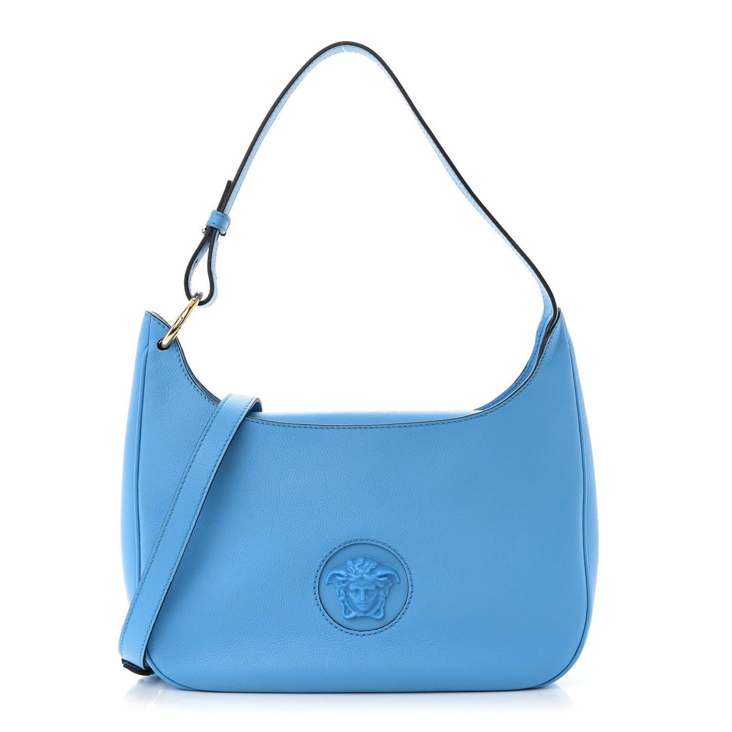 Versace La Medusa Hobo Calfskin Leather Bag - Blue