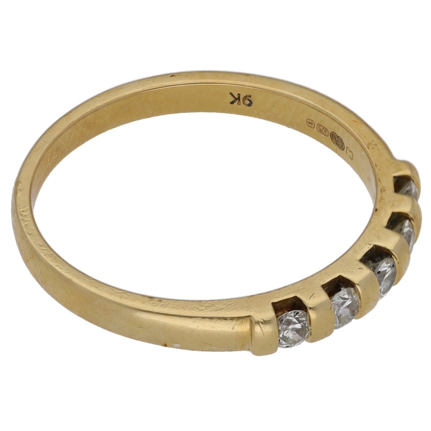 9ct Gold 0.25ct Diamond Half Eternity Ring Size O