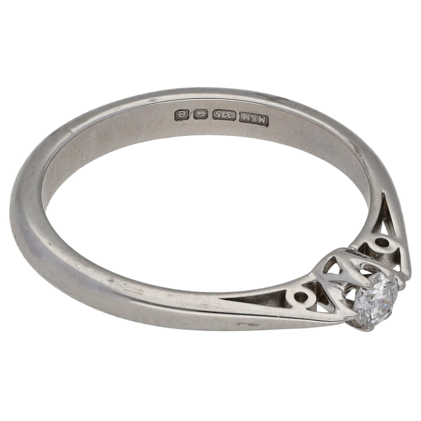 9ct White Gold 0.07ct Diamond Solitaire Ring Size K