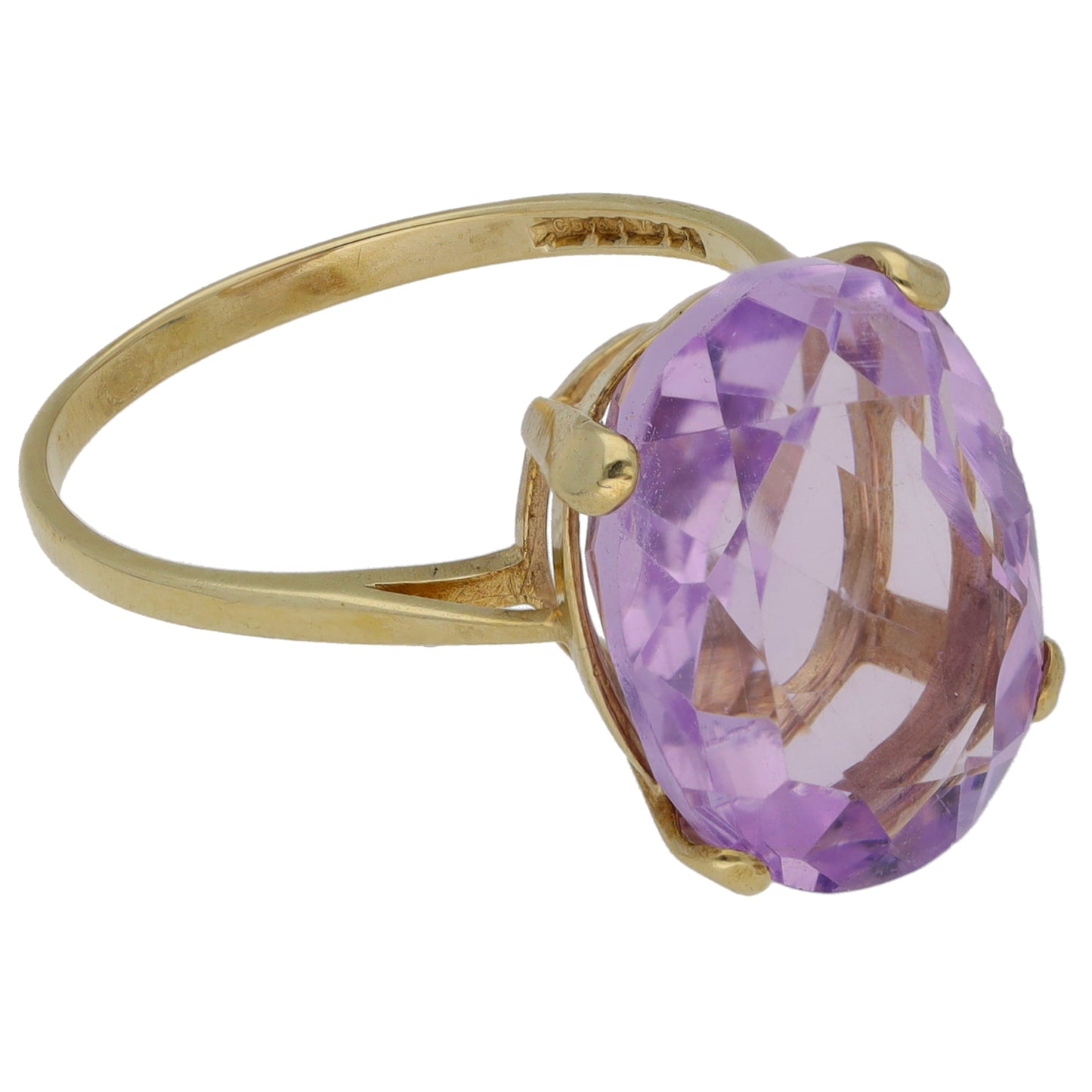 9ct Gold Amethyst Single Stone Ring Size P