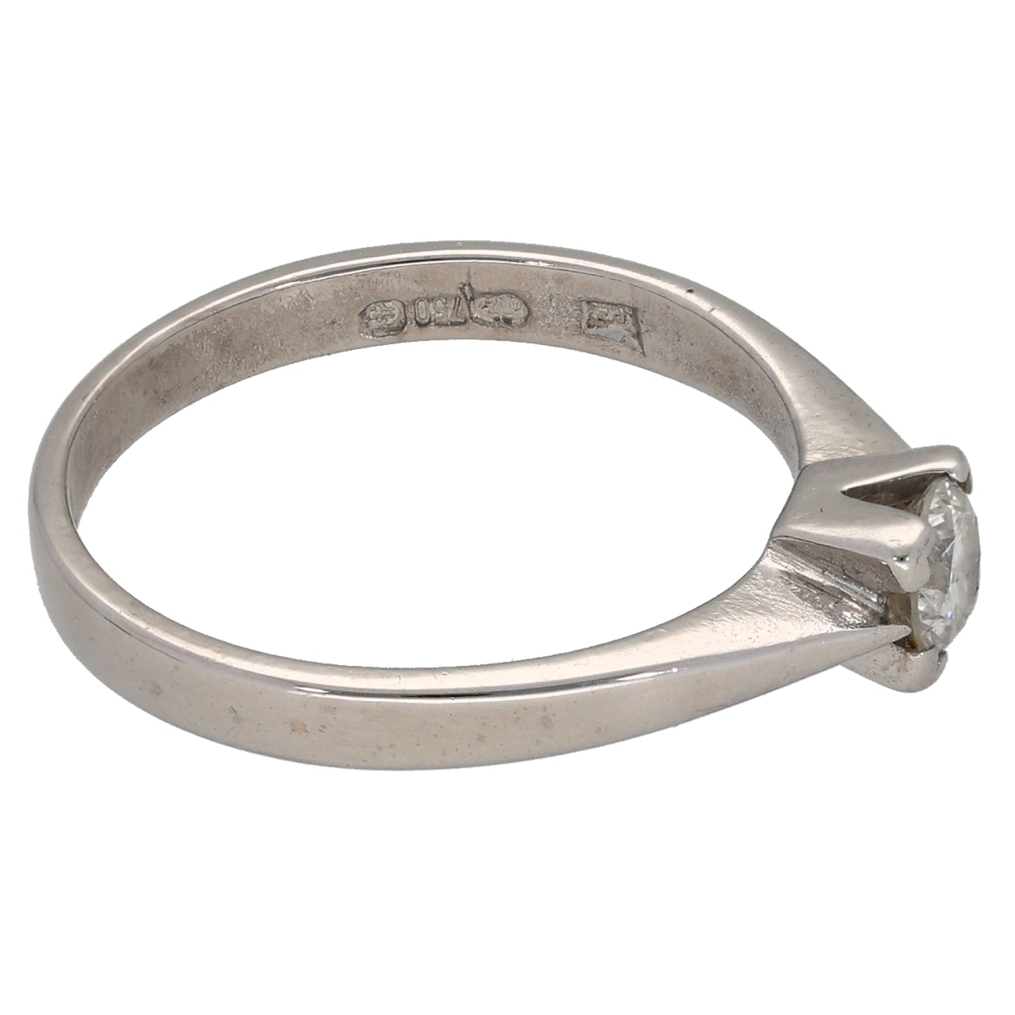 18ct White Gold 0.25ct Diamond Solitaire Ring Size L