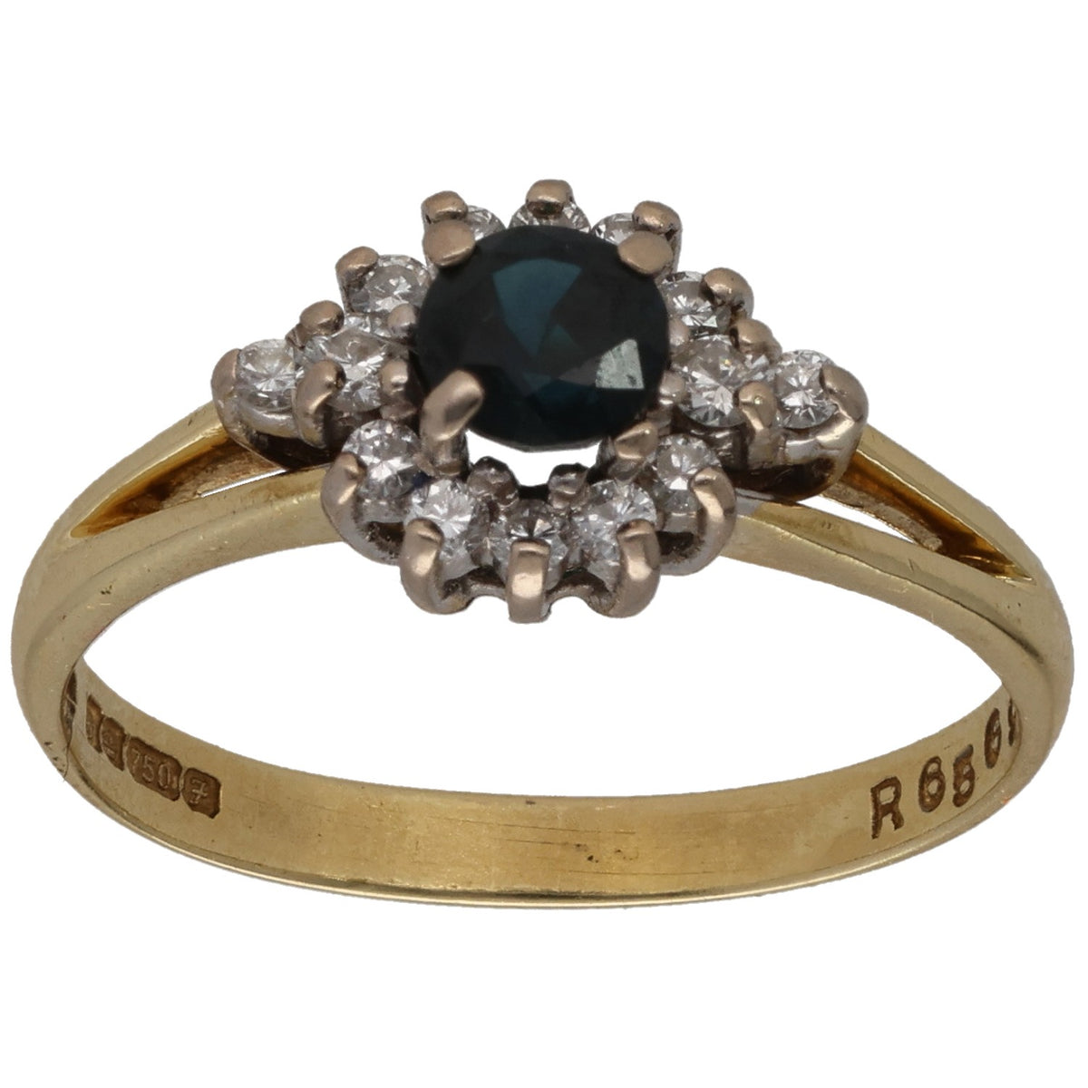 18ct Gold Sapphire & 0.12ct Diamond Dress/Cocktail Ring Size N