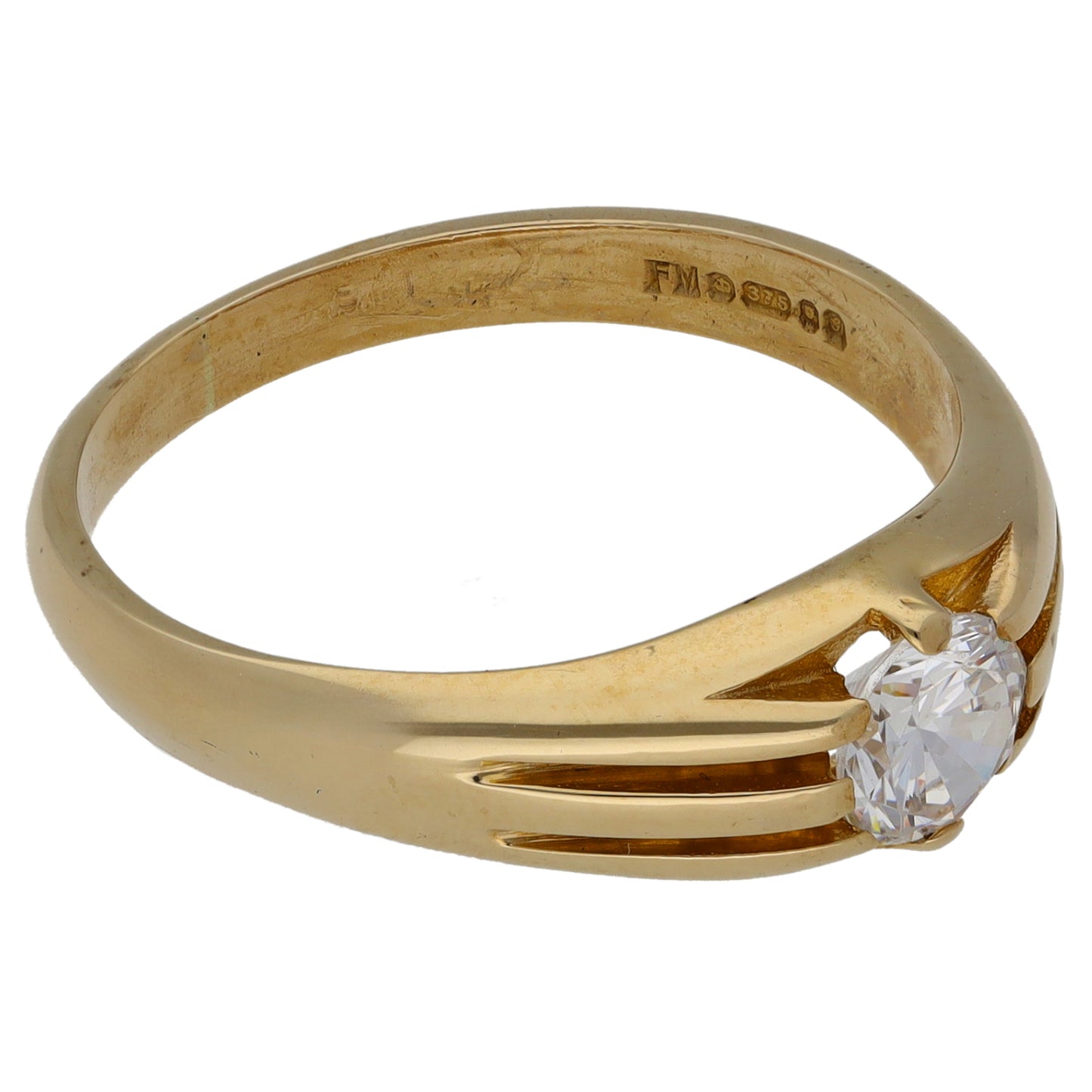 9ct Gold Cubic Zirconia Single Stone Ring Size T