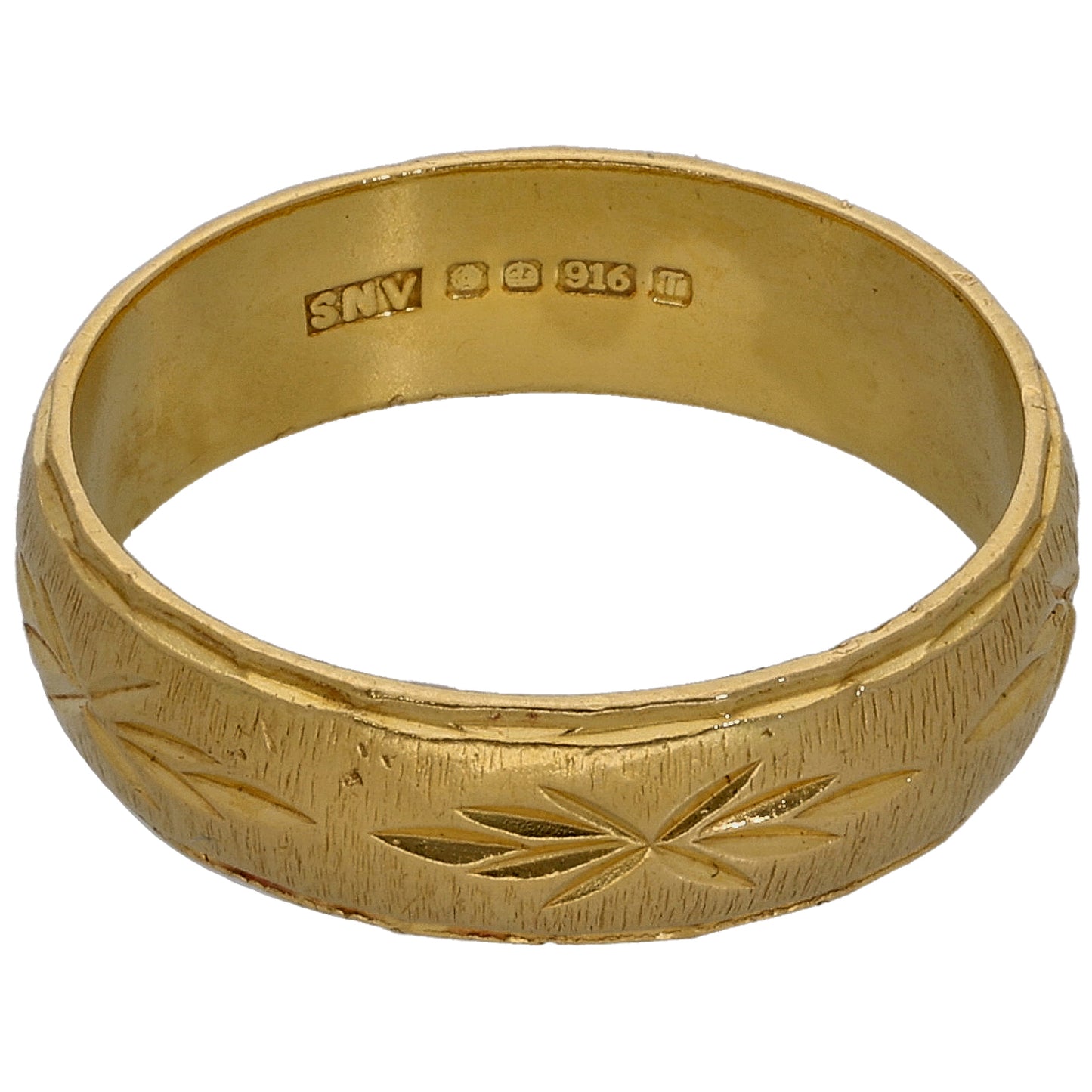22ct Gold Patterned Wedding Ring Size K