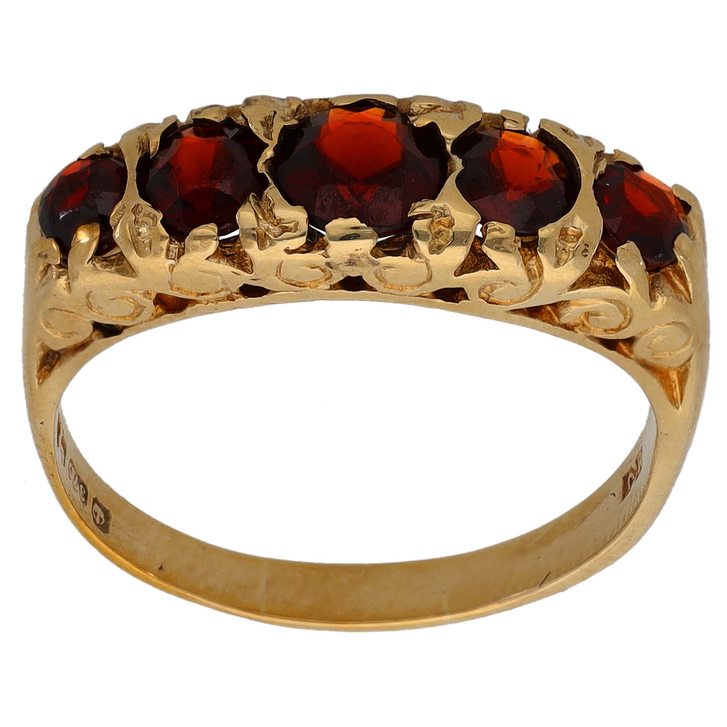 9ct Gold Garnet Half Eternity Ring Size N